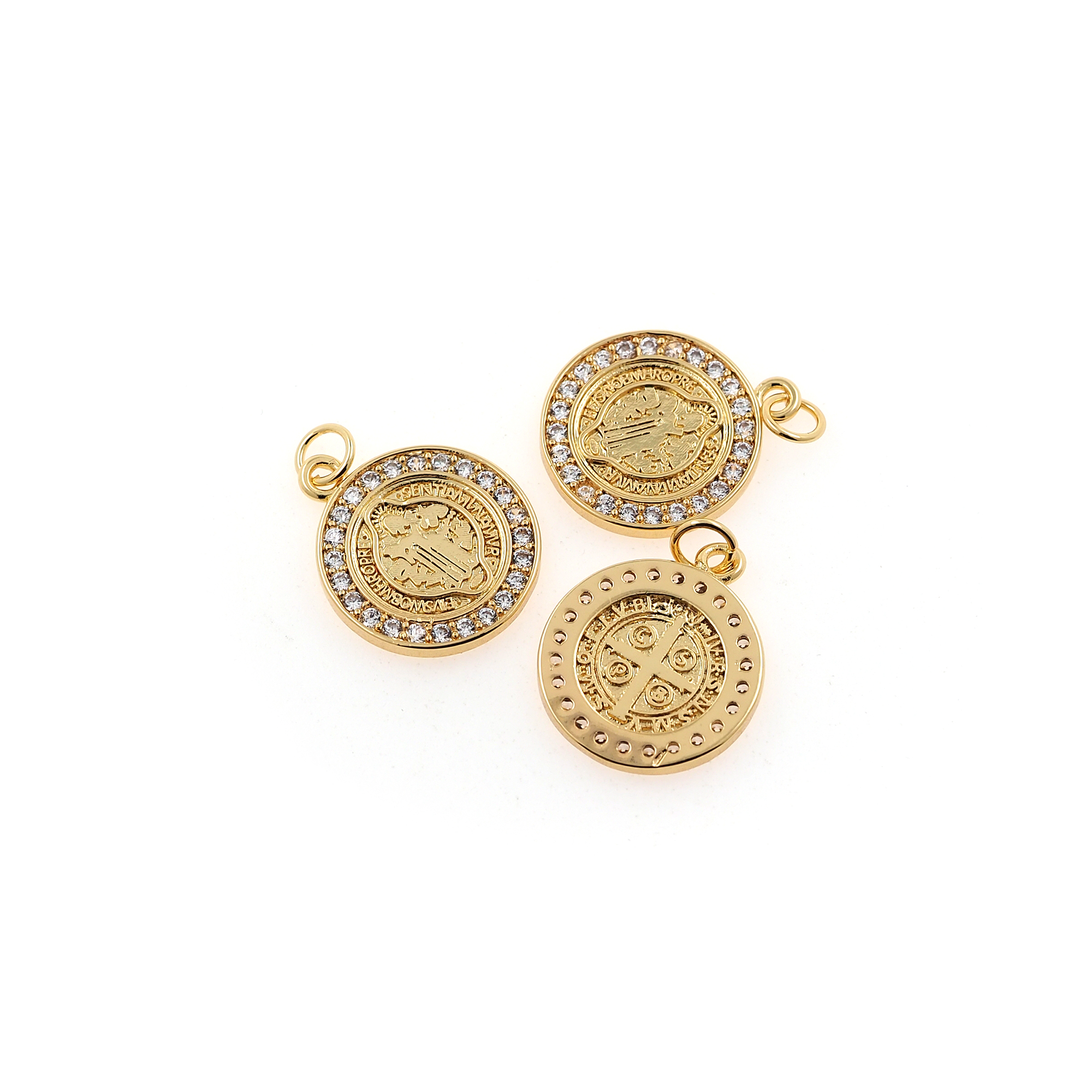 18K Gold Filled Benedict Pendant,CZ Micro Pave Benedict Charm Earrings Necklace for DIY Jewelry Making Supply