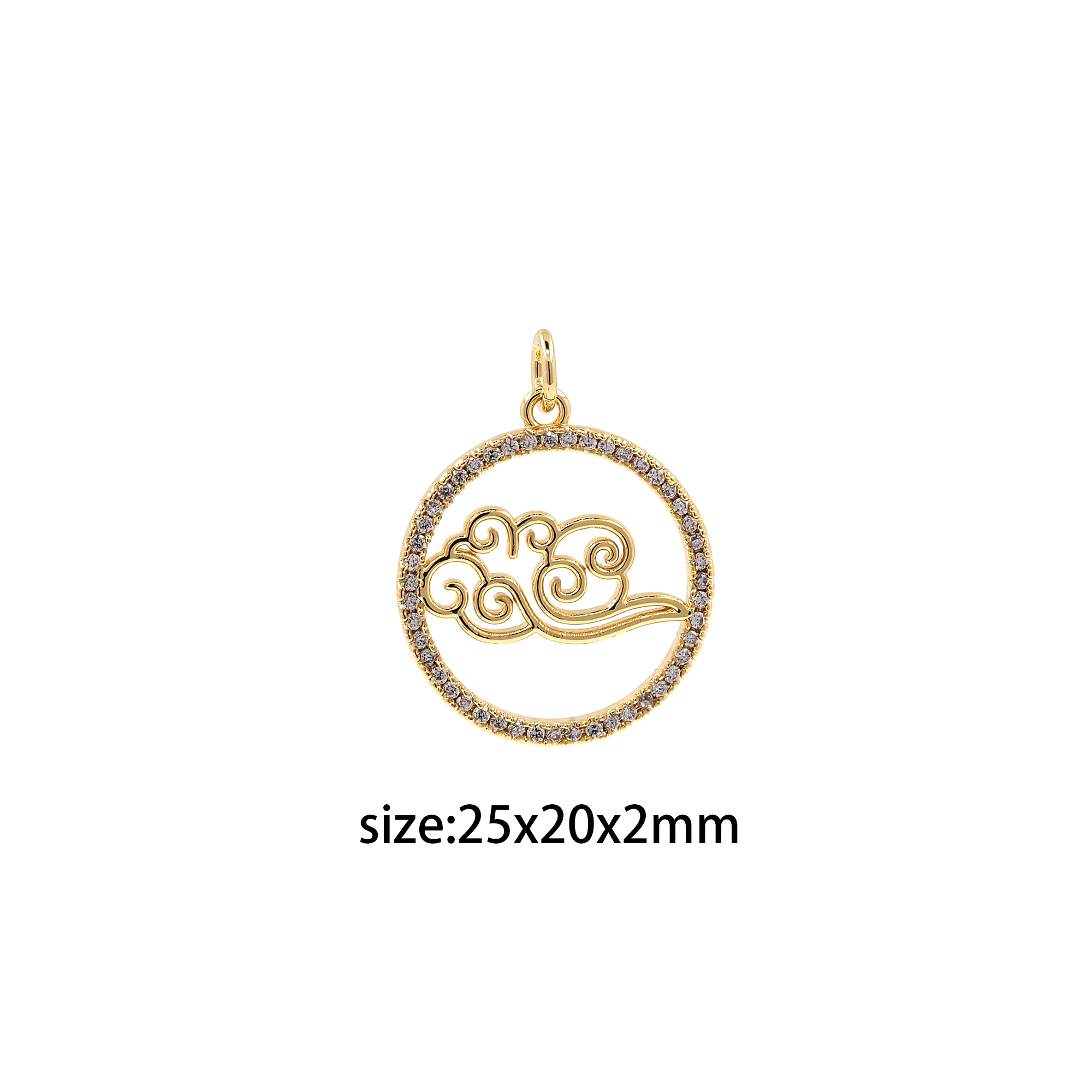 18K Gold Filled Air Pendant,CZ Micro Pave Element Charm Earrings Necklace for DIY Jewelry Making Supply