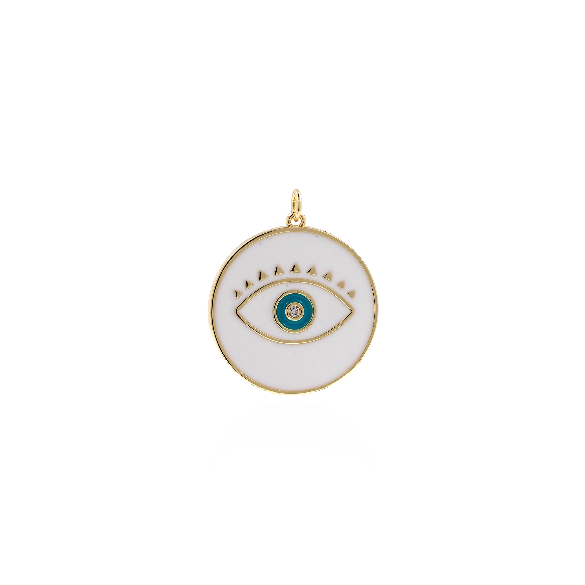 18K Gold Filled Coin Eye Pendant,Enamel Evil Eye Charm Earrings Necklace for DIY Jewelry Making Supply