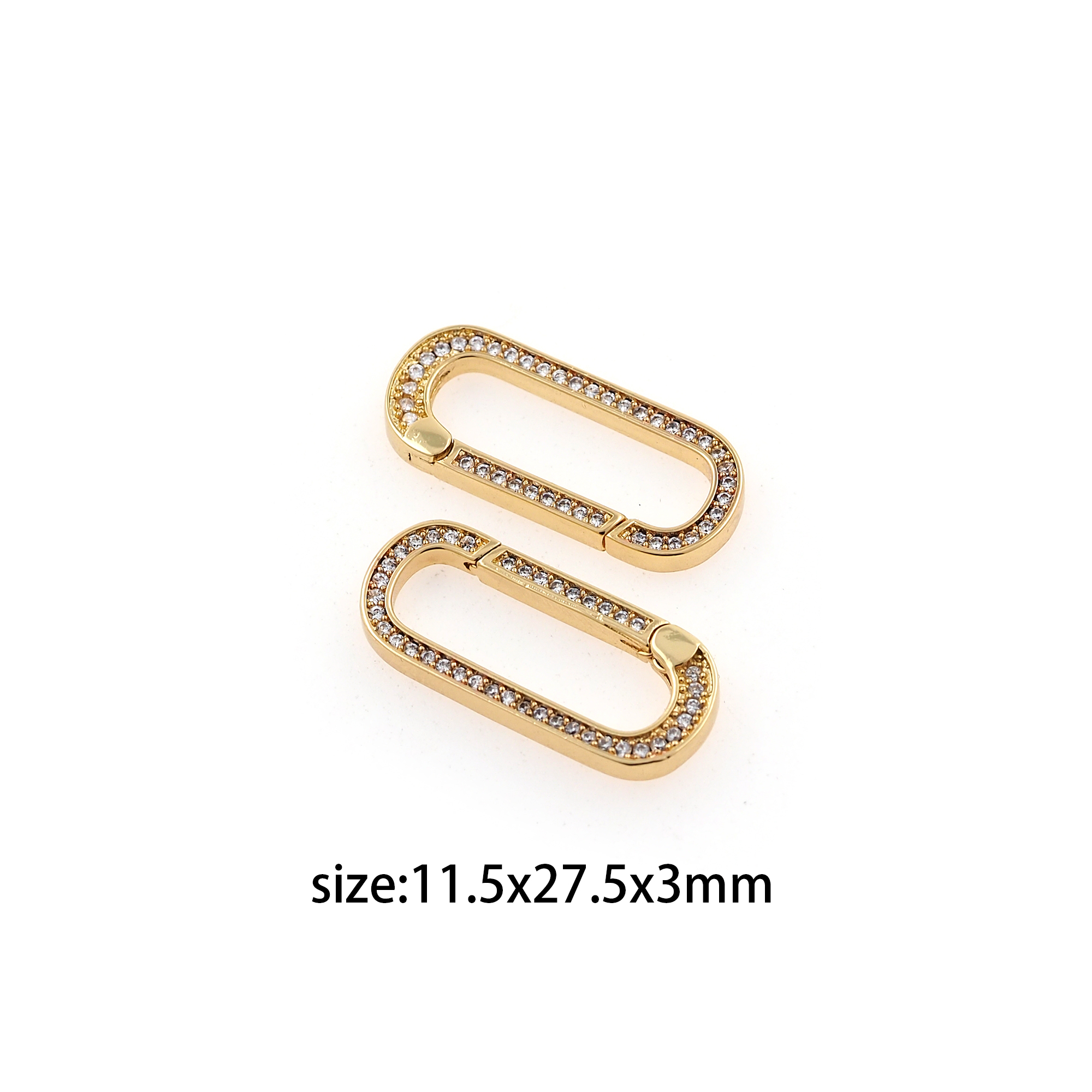 18K Gold Filled Oval Carabiner Clips,CZ Micro Pave Oval Spring Push Gate Clasp Bracelet Necklace for DIY Jewelry Finding Necklace Bracelet