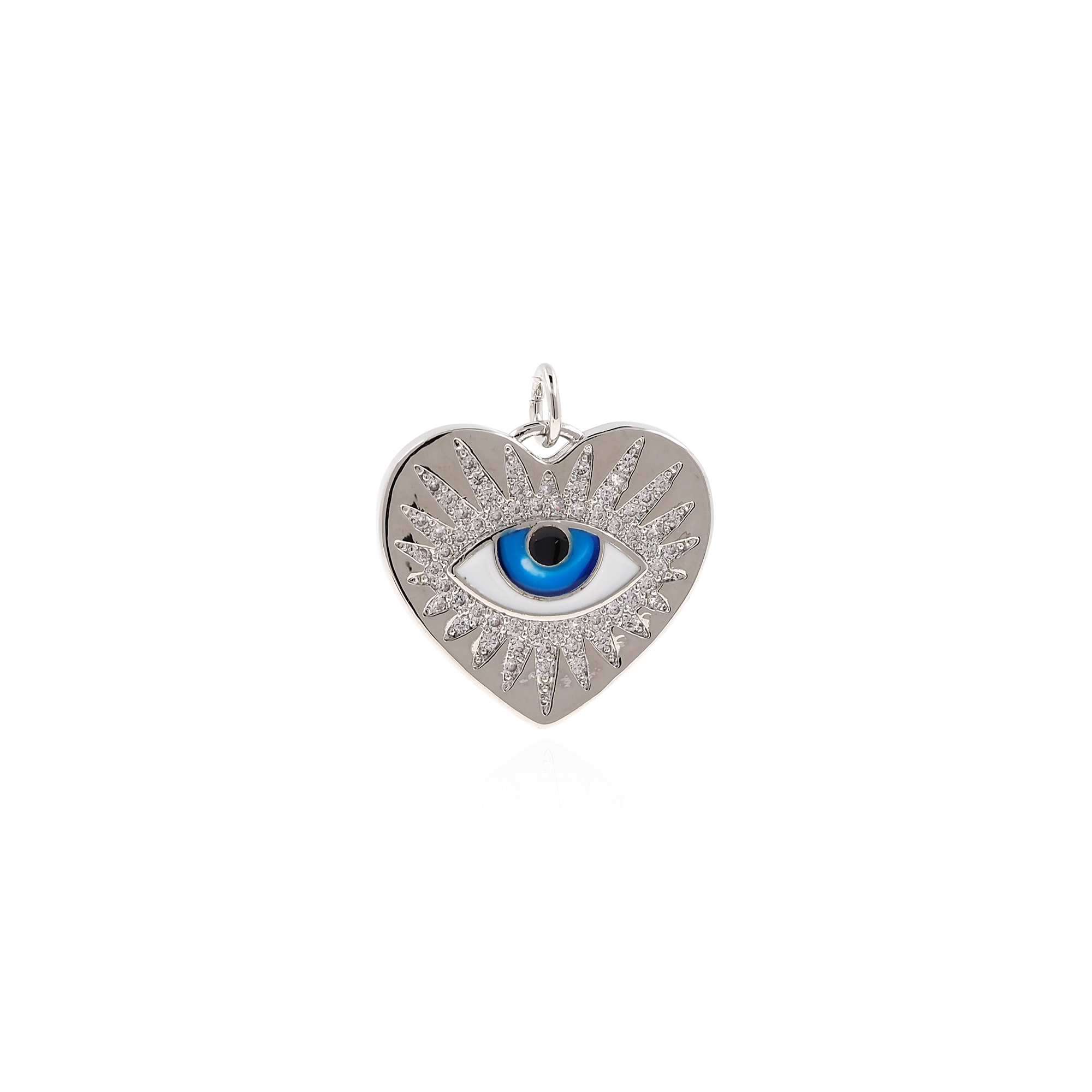 18K Gold Filled Evil Eye Pendant,Amulet Charm,CZ Micro Pave Heart Eye Earrings Necklace for DIY Jewelry Making Supply