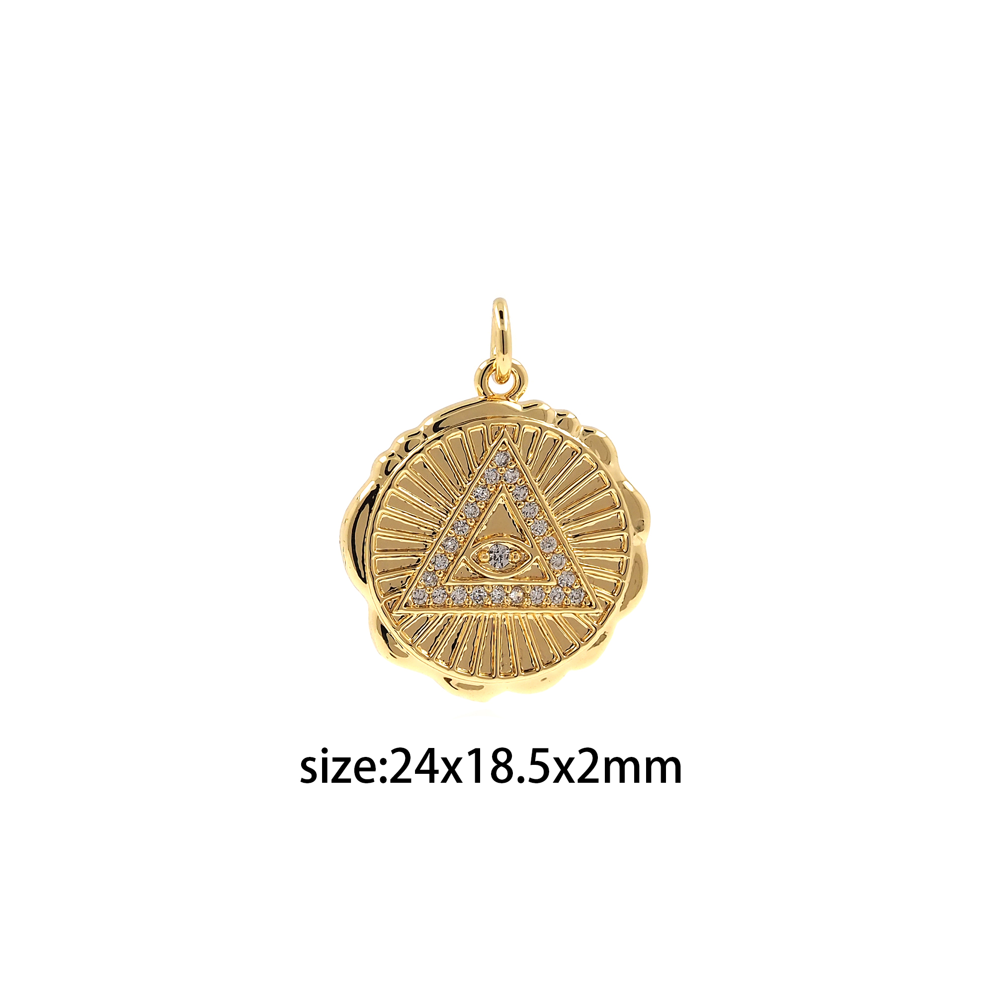 18K Gold Filled Evil Eye Pendant,CZ Micro Pave Amulet Charm Earrings Necklace for DIY Jewelry Making Supply