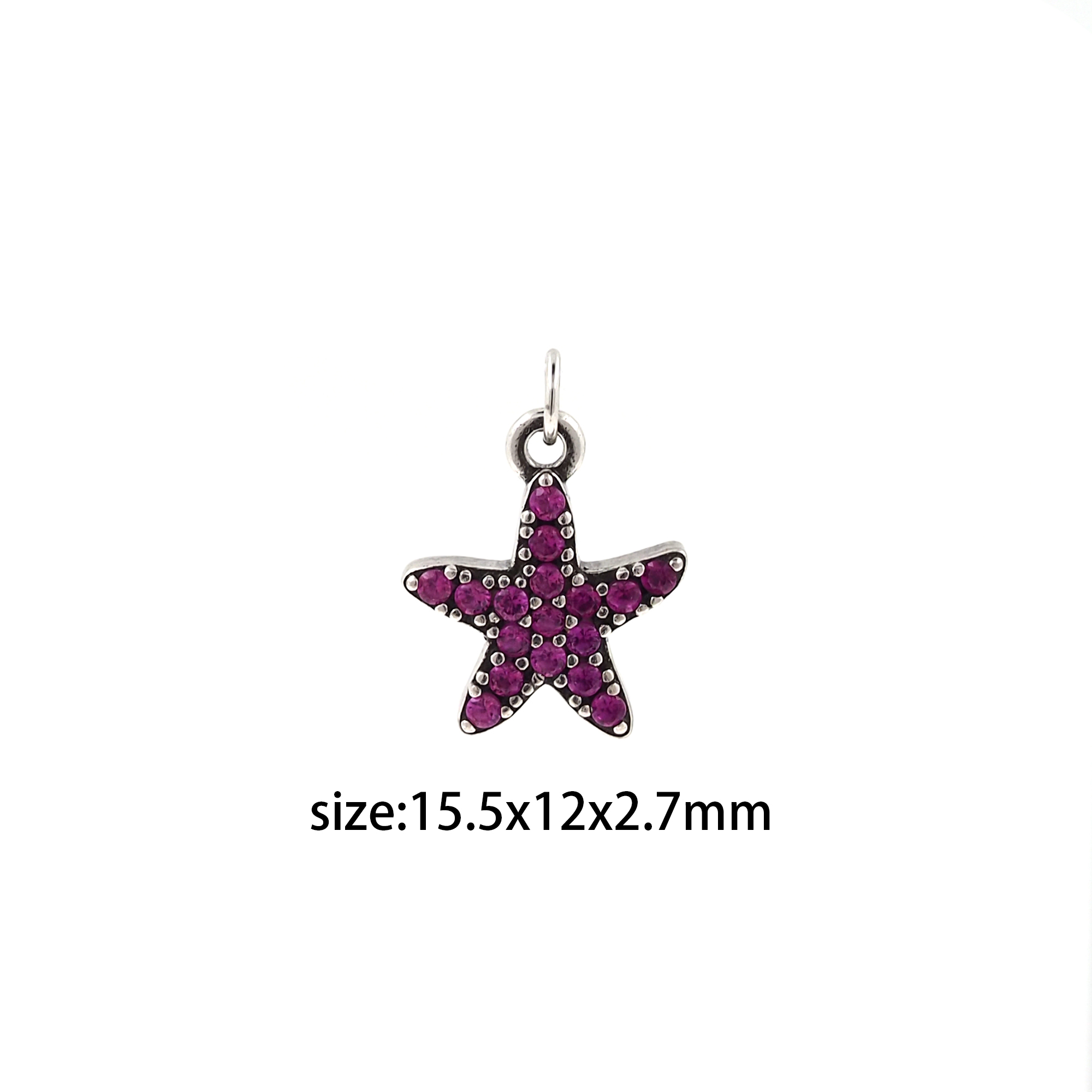Silver Starfish Pendant,CZ Micro Pave Starfish Charm Earrings Necklace for DIY Jewelry Making Supply