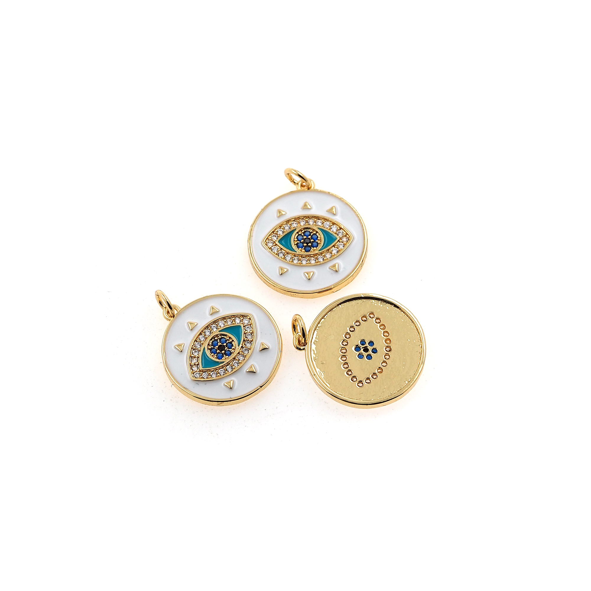18K Gold Filled Evil Eye Pendant,Enamel Amulet Charm Earrings Necklace for DIY Jewelry Making Supply