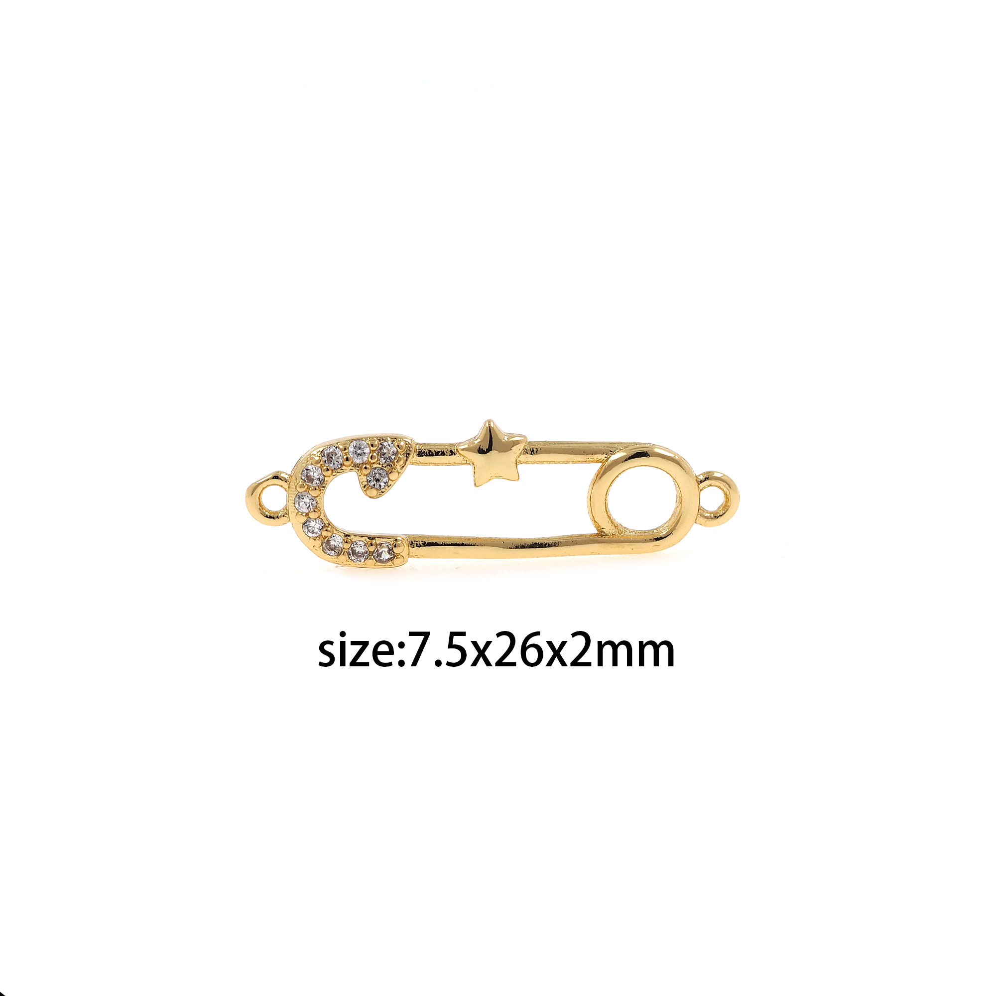 18K Gold Filled Paper Clip Connector,CZ Micro Pave Paper Clip Charm Necklace Bracelet for DIY Jewelry Making Supply