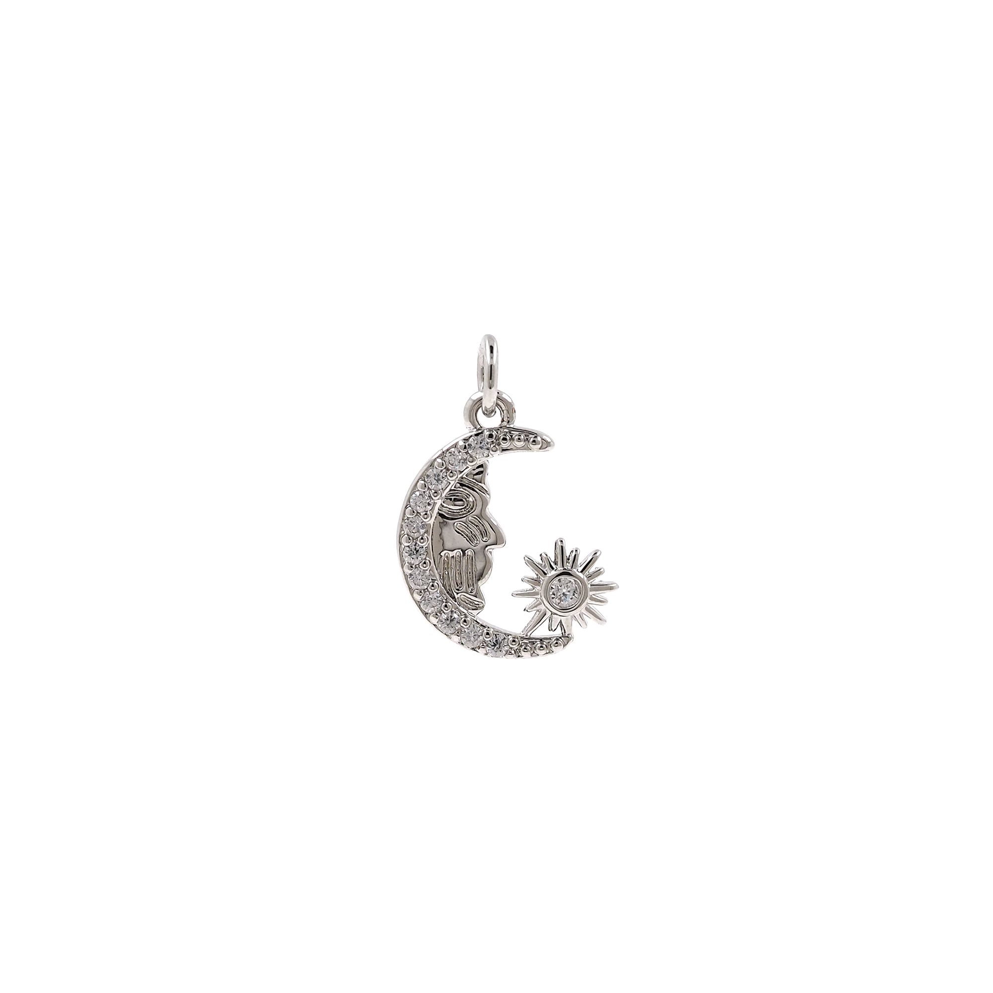 18K Gold Filled Moon Pendant,Celestial Charm,CZ Micro Pave Moon Earrings Necklace for DIY Jewelry Making Supply
