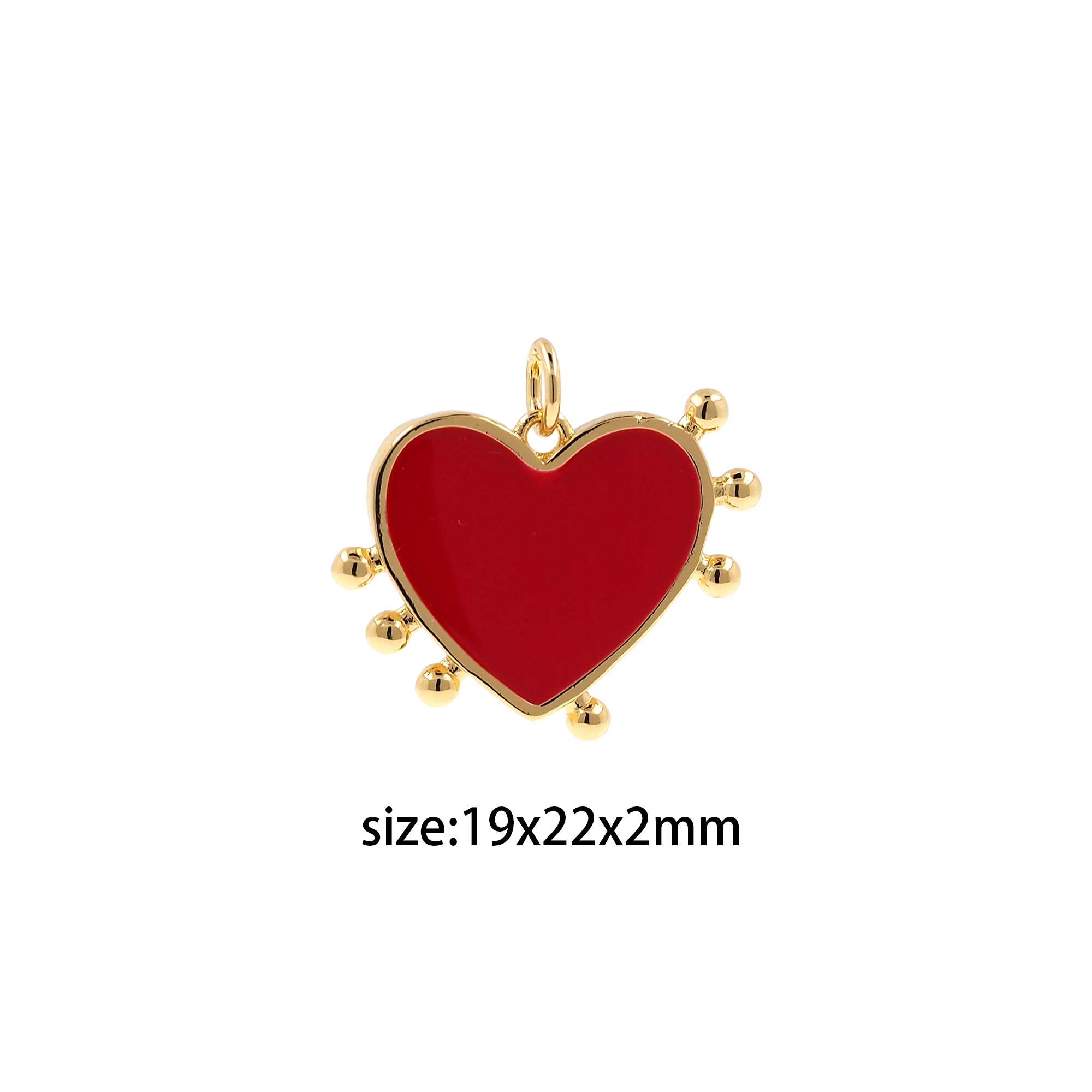 18K Gold Filled Heart Pendant,Enamel Love Heart Charm Earrings Necklace for DIY Jewelry Making Supply