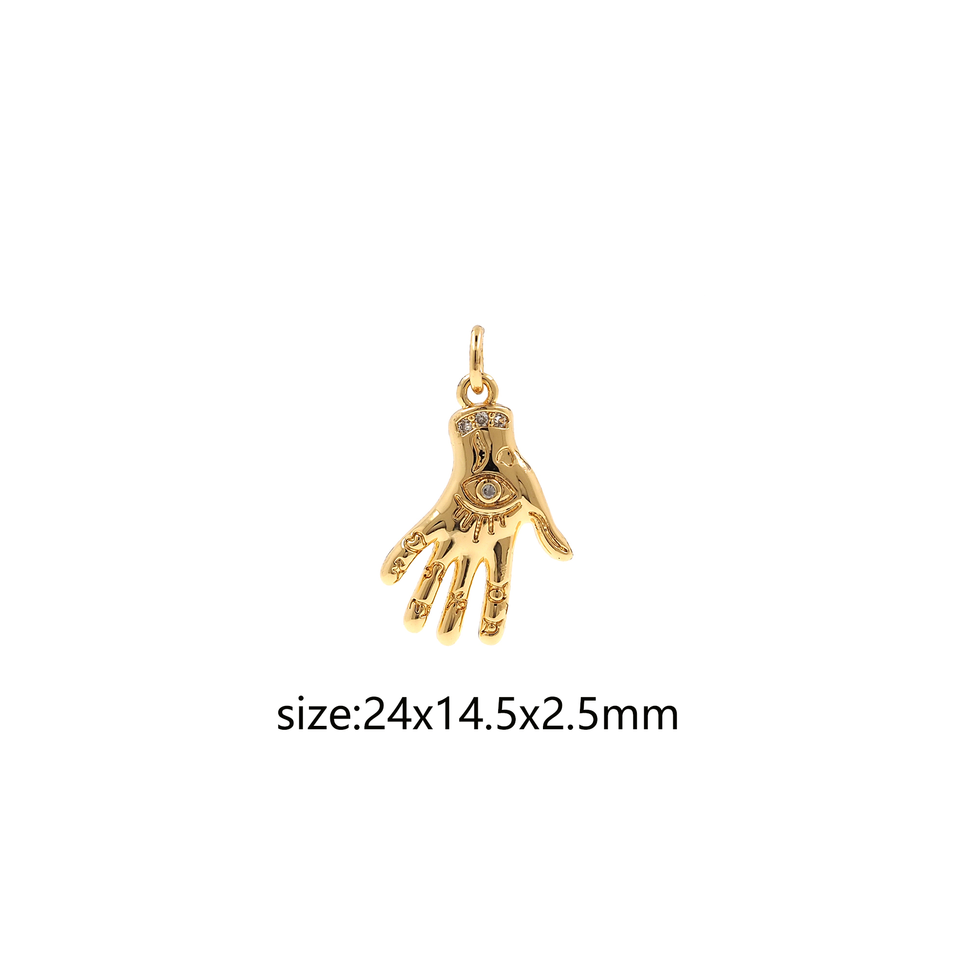 18K Gold Filled Hamsa Pendant,CZ Micro Pave Hamsa Charm Earrings Necklace for DIY Jewelry Making Supply