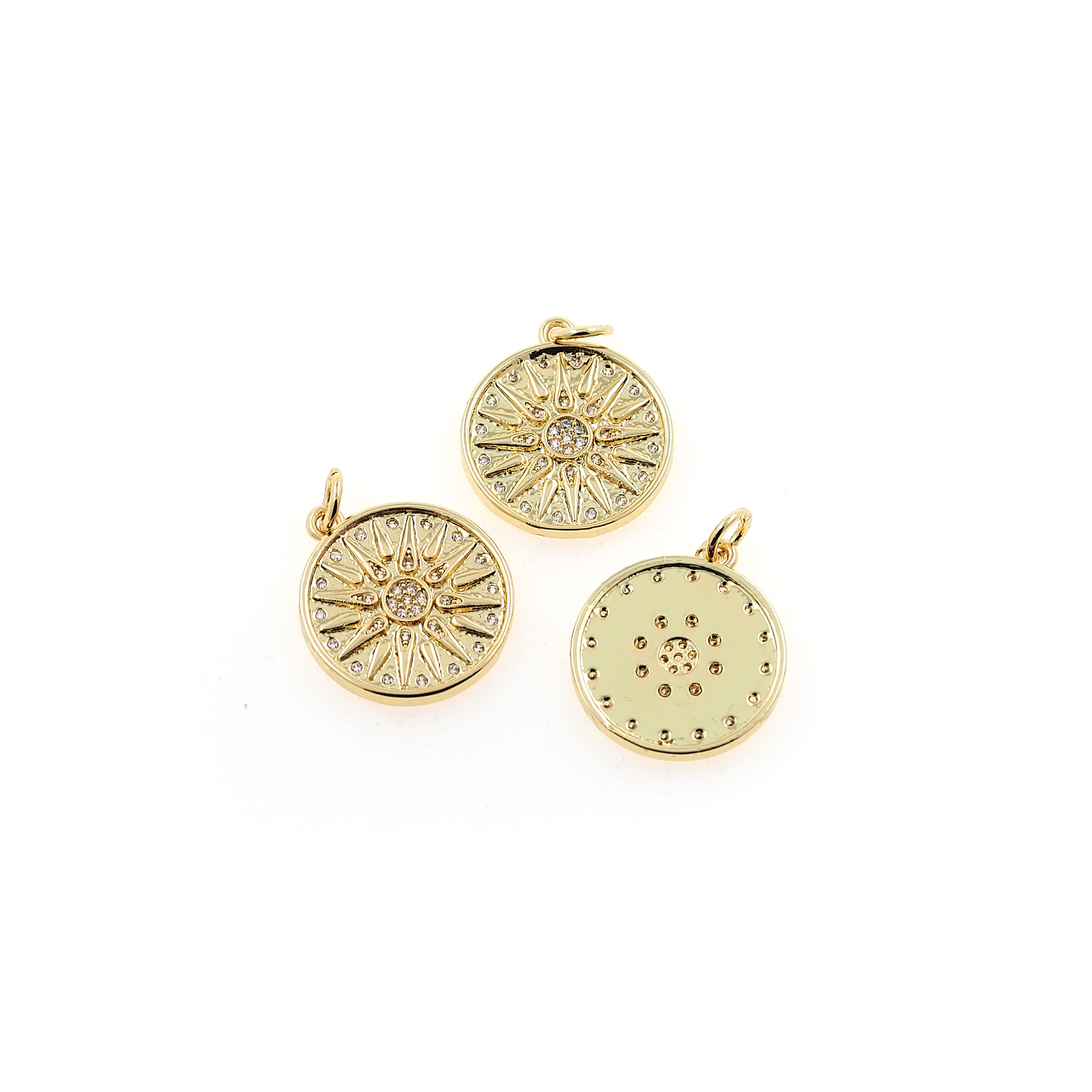 18K Gold Filled Sun Pendant,CZ Sun Charm Earrings Necklace for DIY Jewelry Making Supply