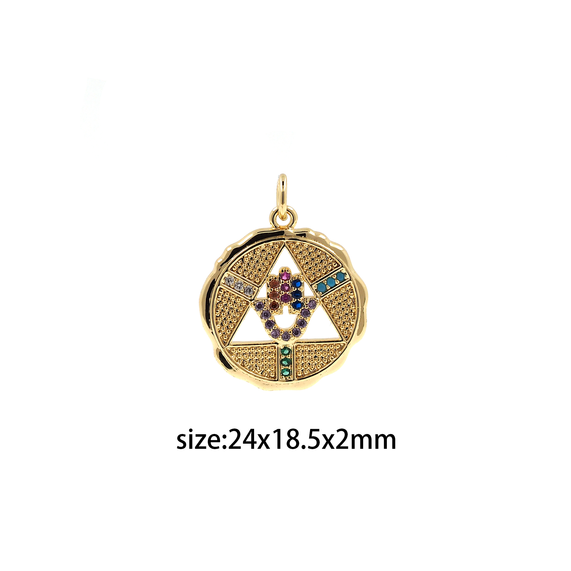 18K Gold Filled Hamsa Pendant,CZ Micro Pave Hamsa Charm Earrings Necklace for DIY Jewelry Making Supply