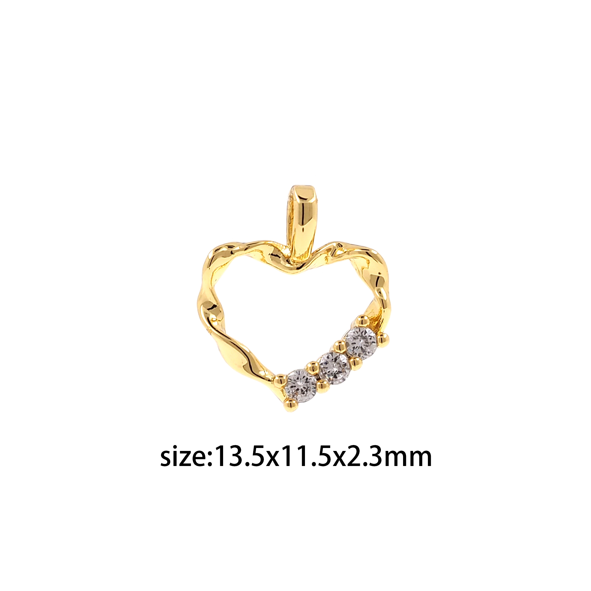 18K Gold Filled Heart Pendant,Love Heart Earrings Necklace for DIY Jewelry Making Supply