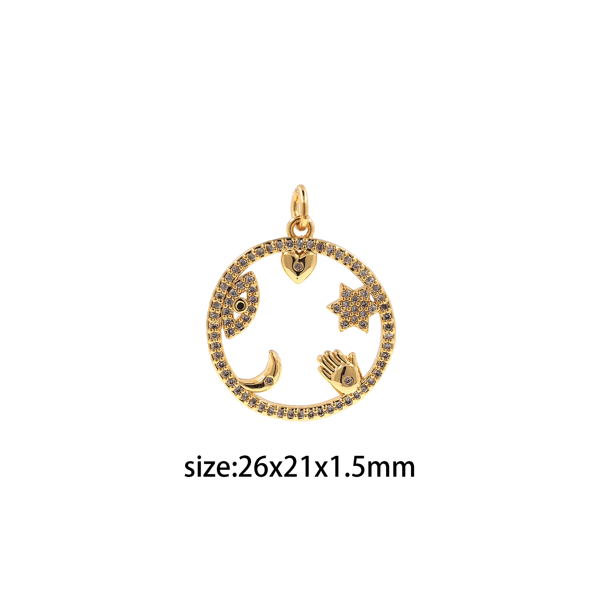 18K Gold Filled Evil Eye Pendant,CZ Evil Eye Charm Earrings Necklace for DIY Jewelry Making Supply