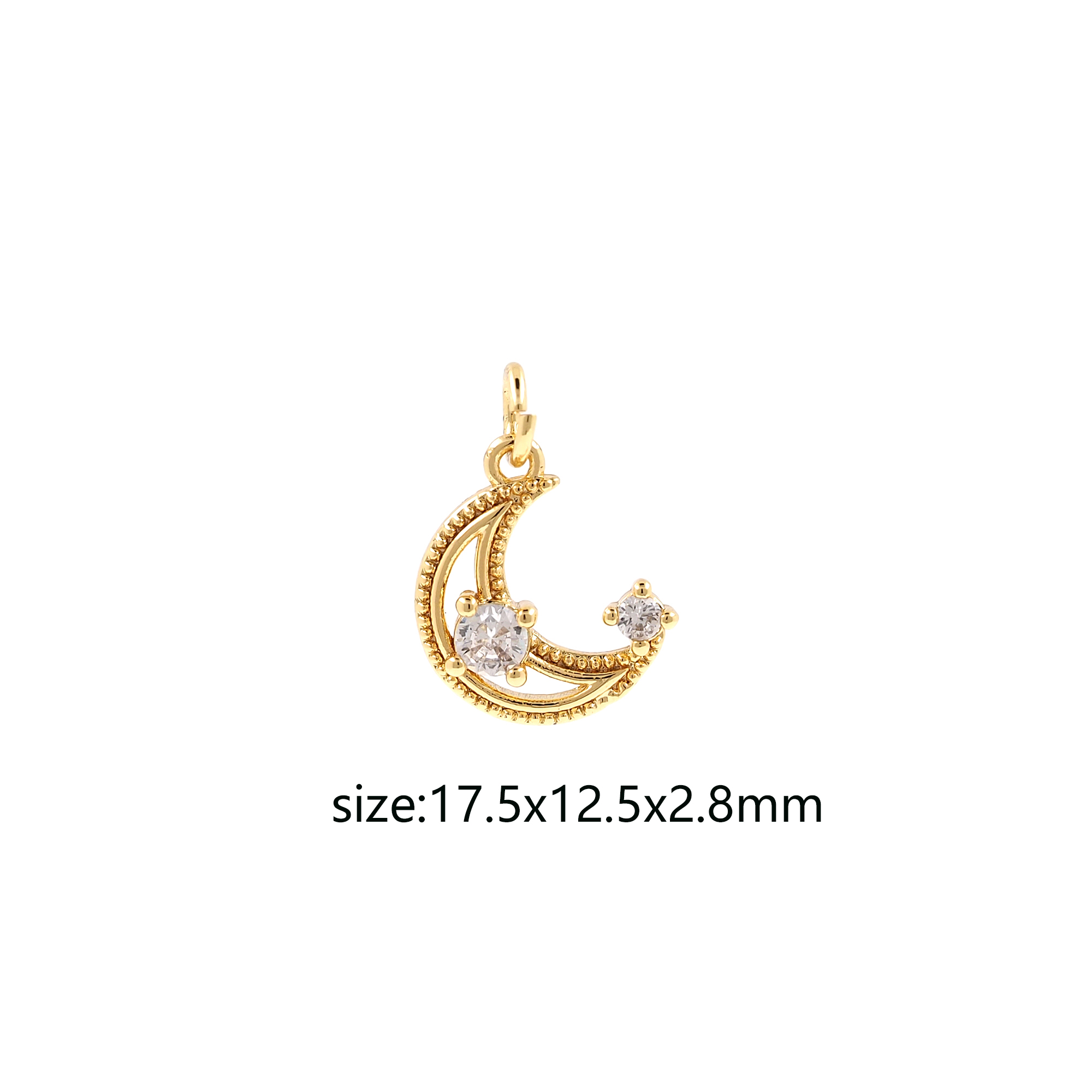 18K Gold Filled Moon Pendant,Tiny Moon Charm Earrings Necklace for DIY Jewelry Making Supply