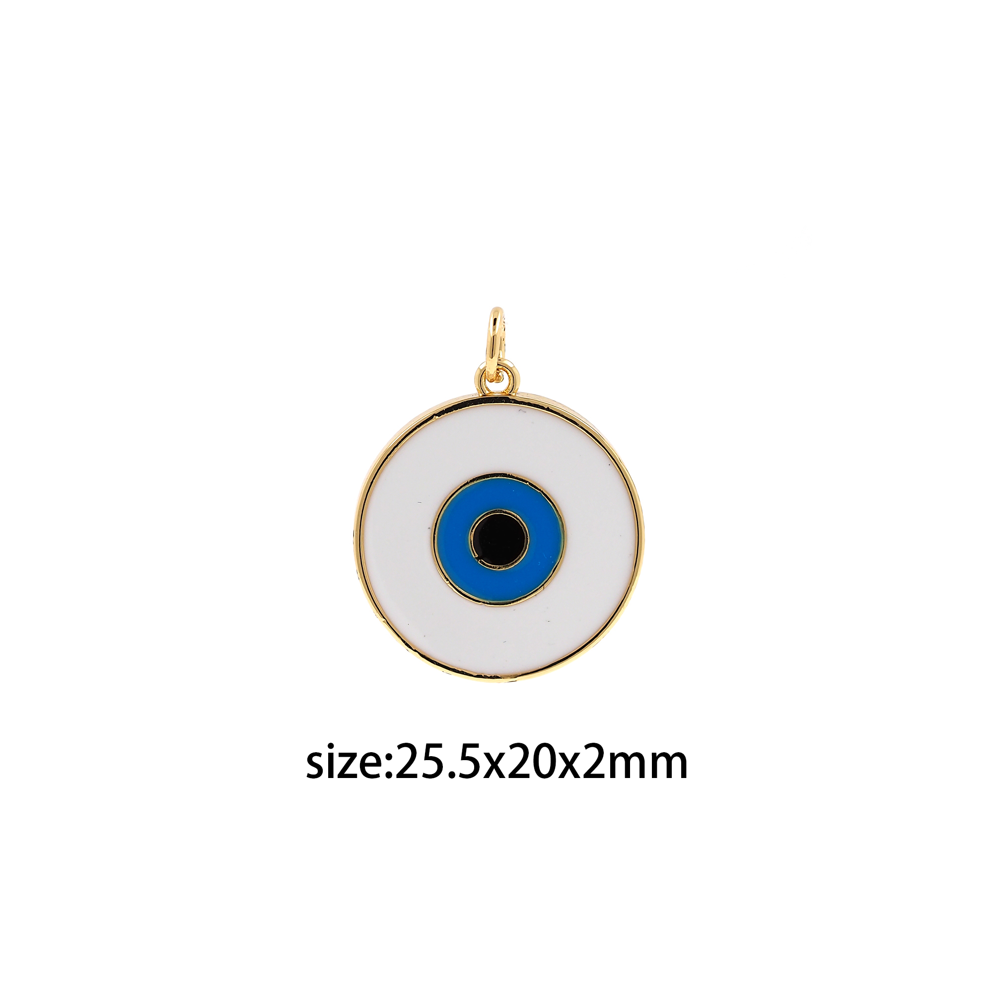 18K Gold Filled Coin Eye Pendant,Amulet Charm,Enamel Evil Eye Earrings Necklace for DIY Jewelry Making Supply