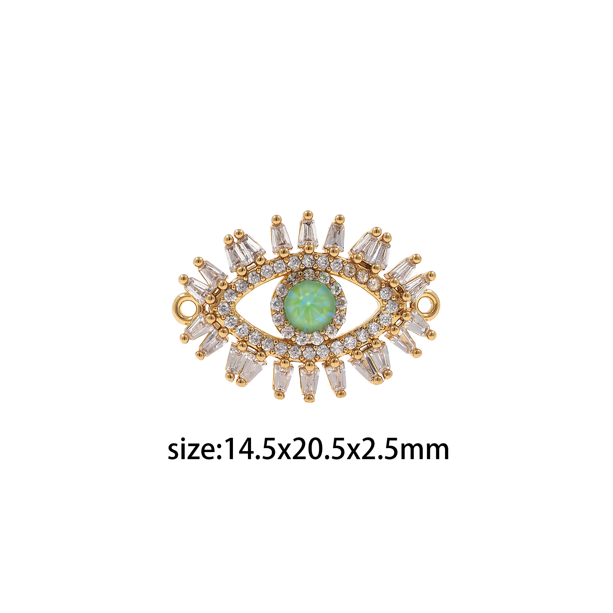 18K Gold Filled Evil Eye Connector,CZ Micro Pave Evil Eye Charm Necklace Bracelet for DIY Jewelry Making Supply