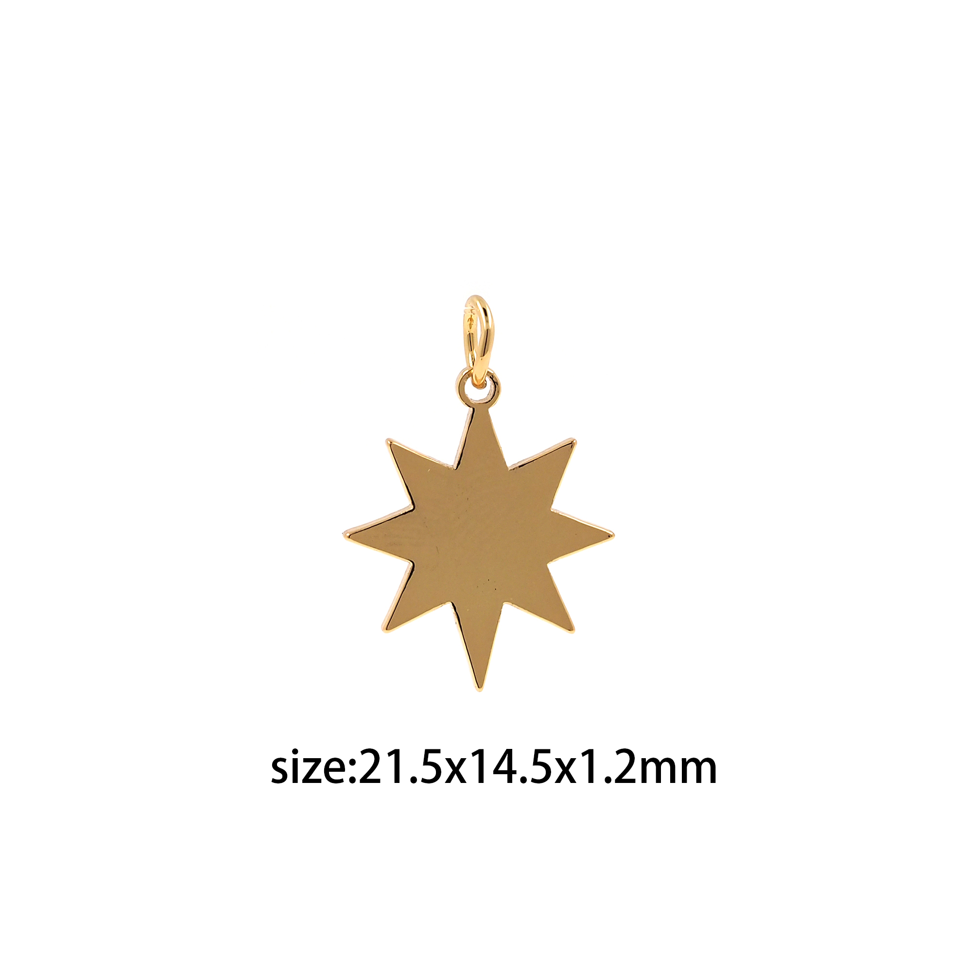 18K Gold Filled North Star Pendant,Celestial Charm Earrings Necklace for DIY Jewelry Making Supply