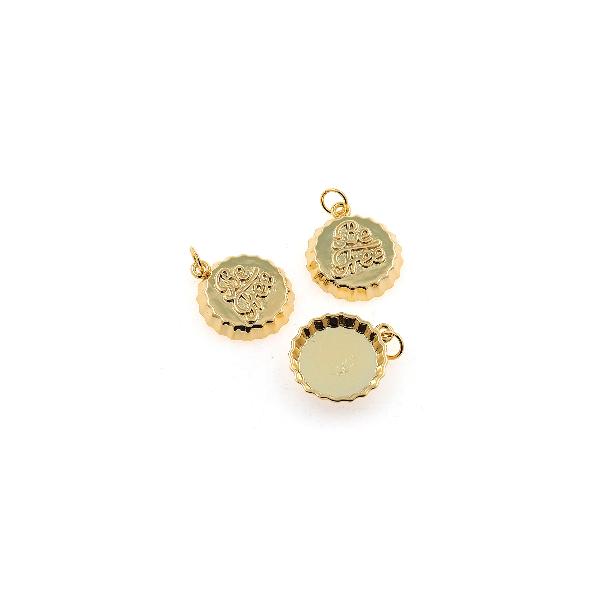 18K Gold Filled Bottle Cap Pendant,Dainty Bottle Cap Charm Earrings Necklace for DIY Jewelry Making Supply