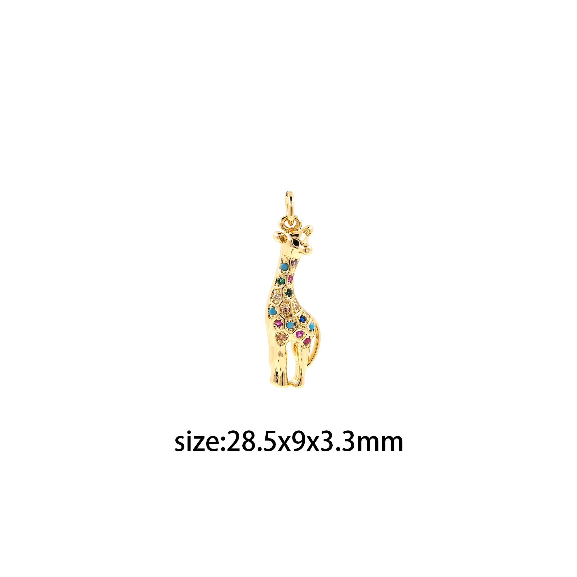 18K Gold Filled Giraffe Pendant,Animal Charm,CZ Micro Pave Giraffe Earrings Necklace for DIY Jewelry Making Supply