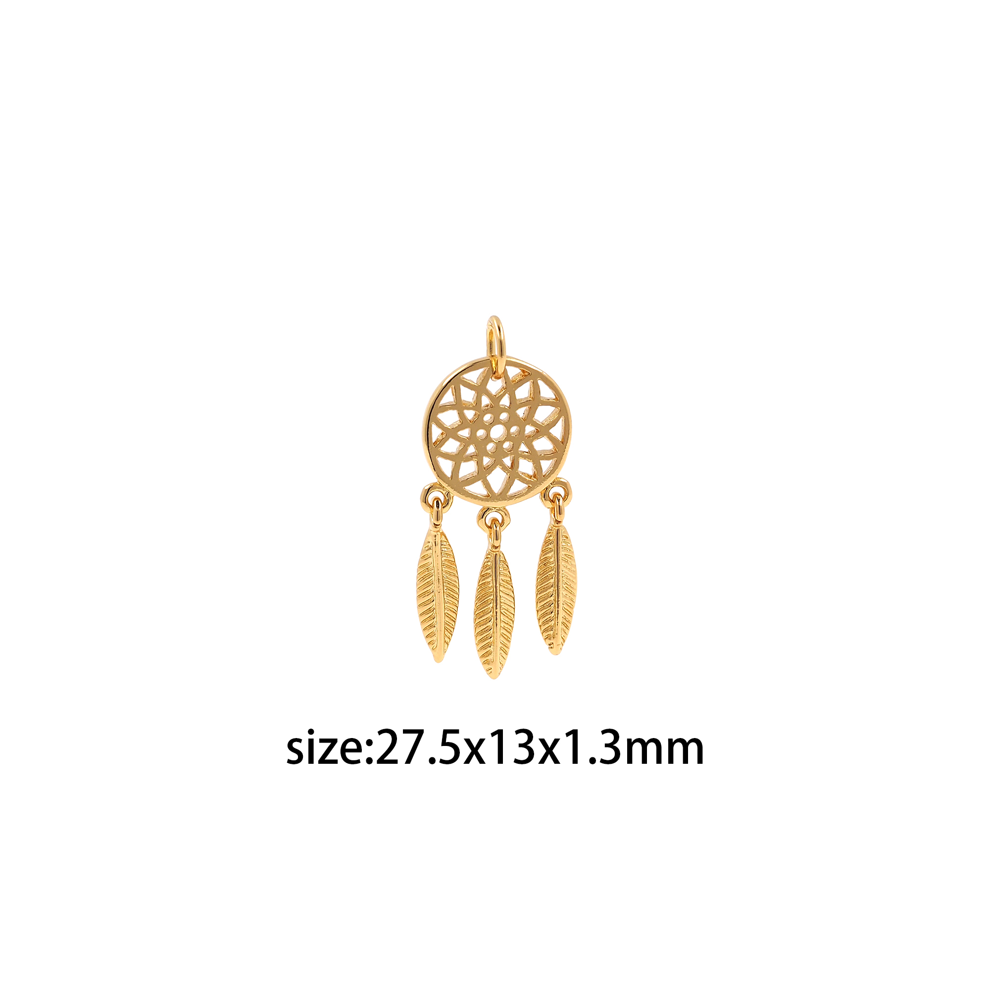 18K Gold Filled Dream Catcher Pendant,Dainty Dreamcatcher Charm Earrings Necklace for DIY Jewelry Making Supply
