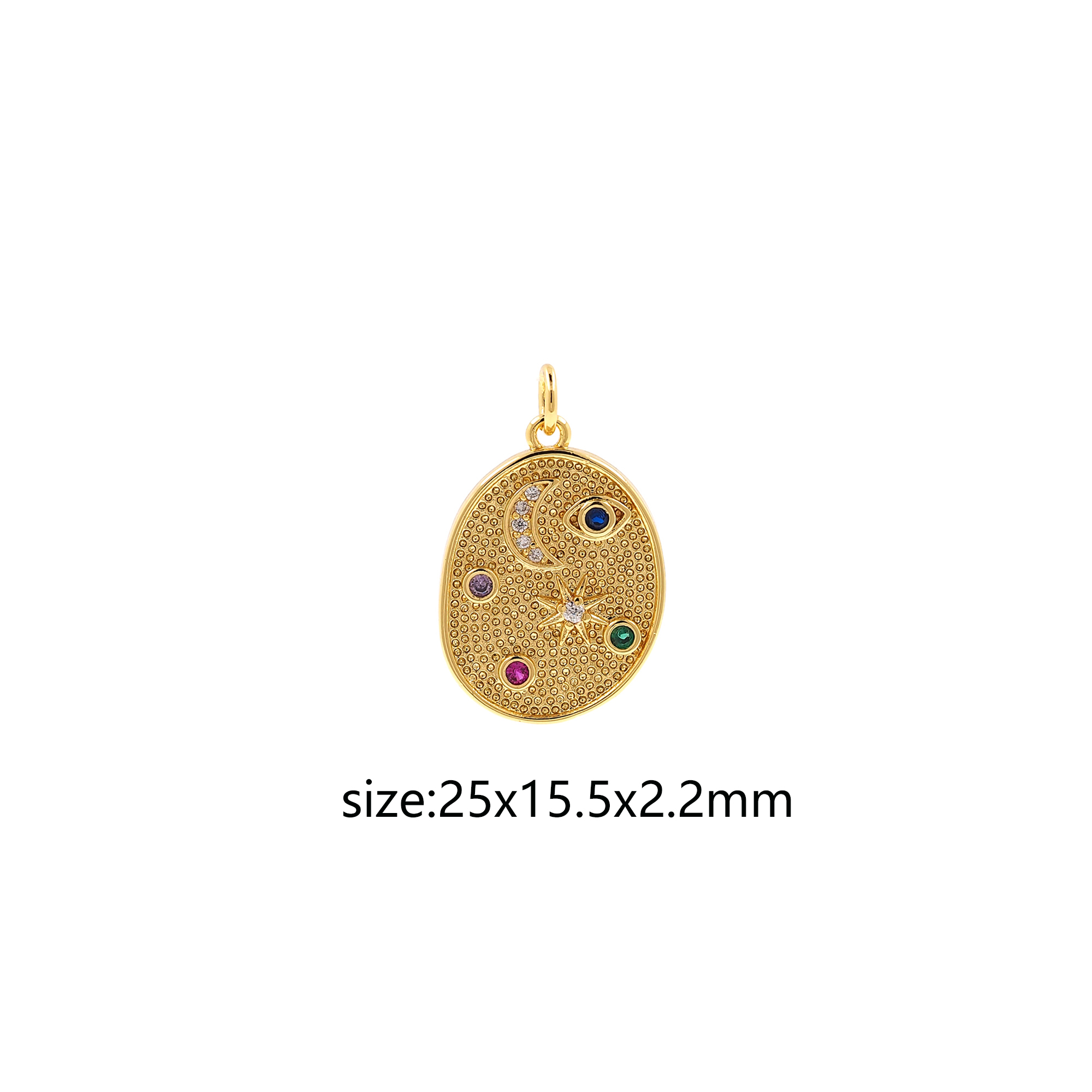 18K Gold Filled Star Moon Pendant,CZ Micro Pave Star Moon Charm Earrings Necklace for DIY Jewelry Making Supply