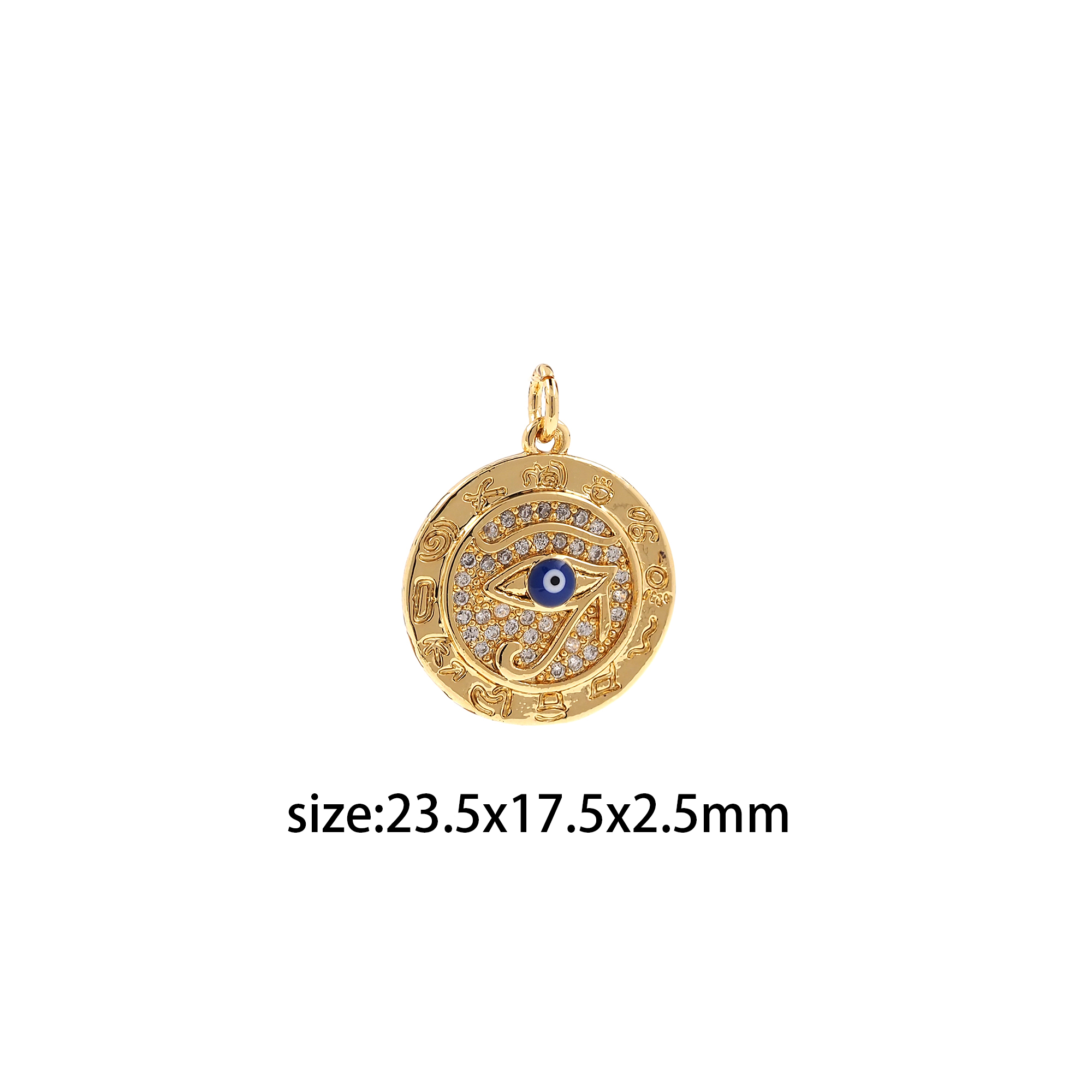 18K Gold Filled Evil Eye Pendant,CZ Micro Pave Eye of Horus Charm Earrings Necklace for DIY Jewelry Making Supply