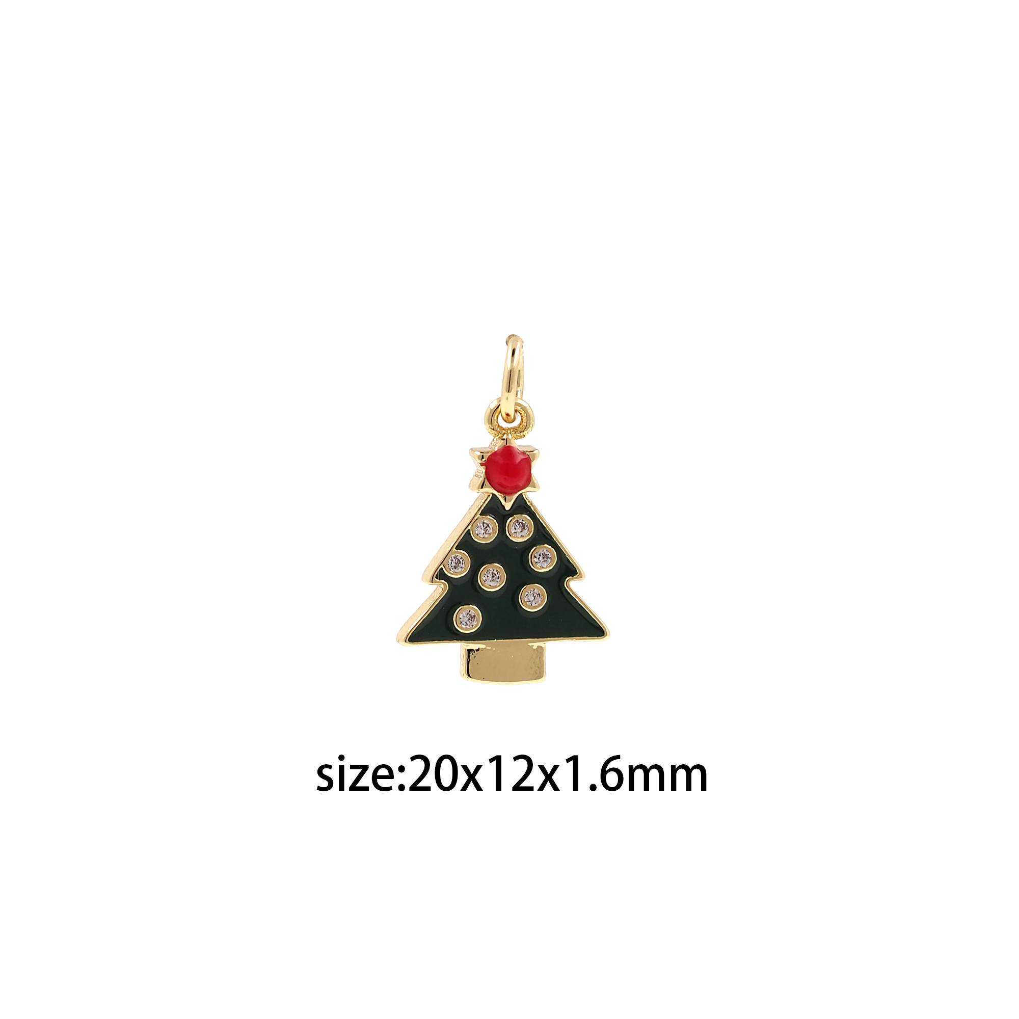 18K Gold Filled Christmas Tree Pendant,CZ Micro Pave Christmas Charm Earrings Necklace for DIY Jewelry Making Supply