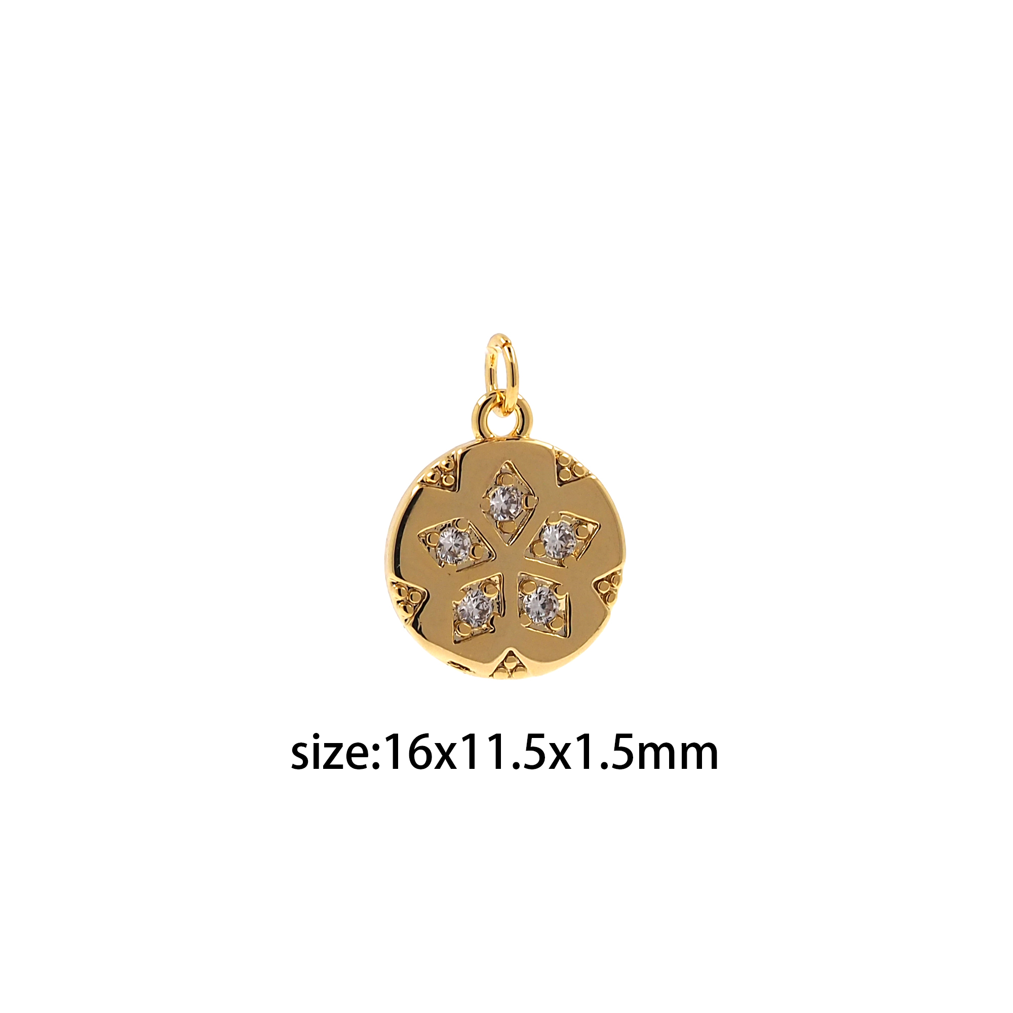 18K Gold Filled Star Coin Pendant,Celestial Charm,CZ Micro Pave Star Earrings Necklace for DIY Jewelry Making Supply