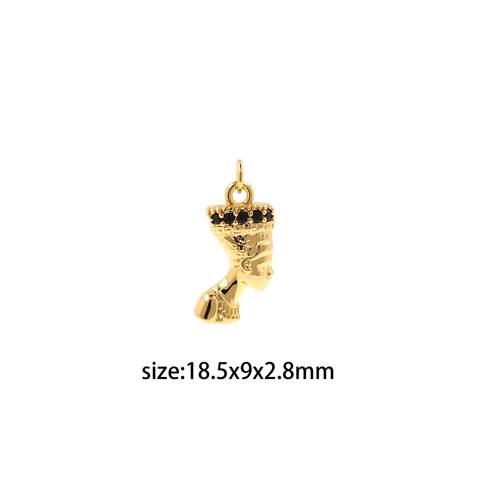18K Gold Filled Queen Pendant,CZ Micro Pave Nefertiti Charm Earrings Necklace for DIY Jewelry Making Supply