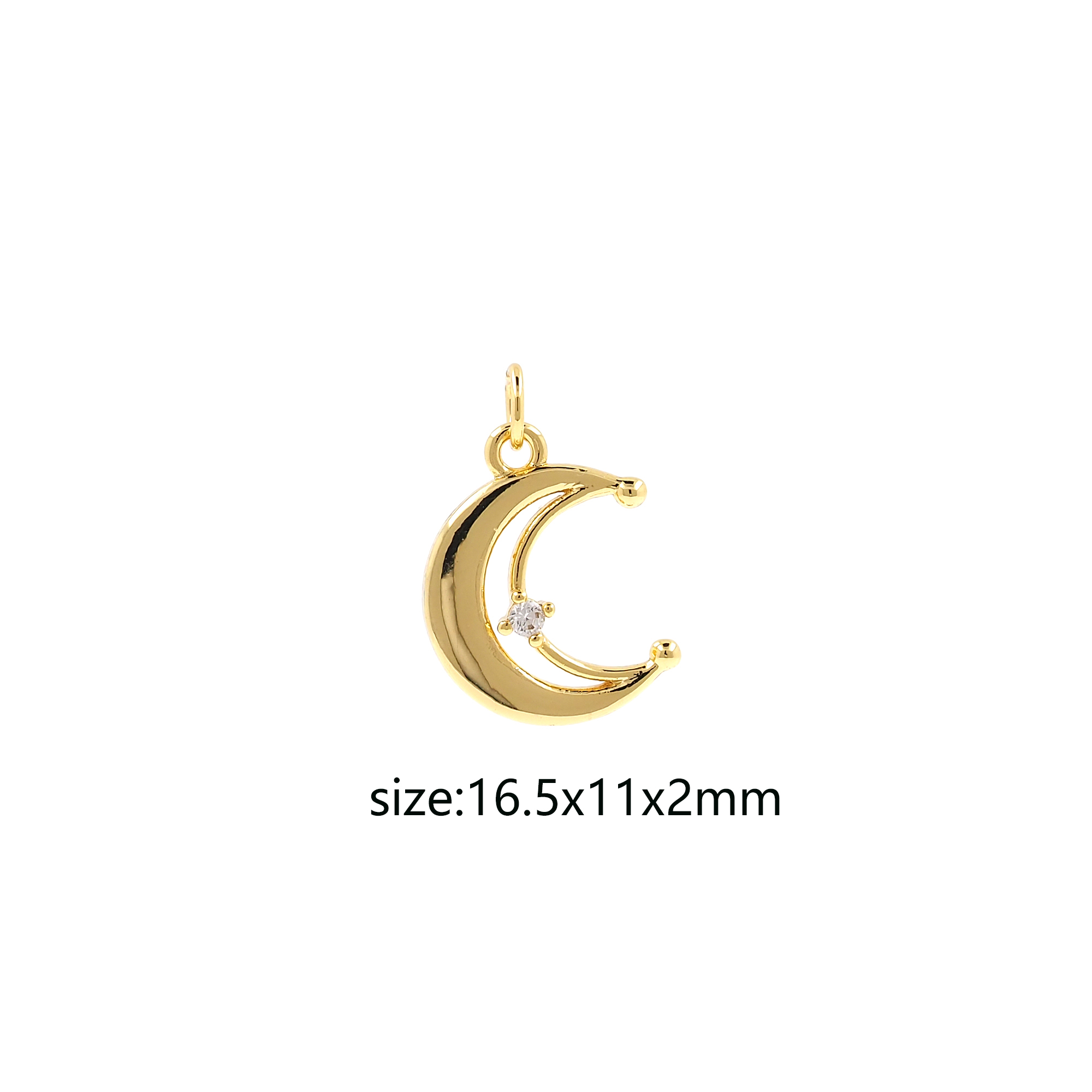 18K Gold Filled Celestial Pendant,CZ Micro Pave Moon Charm Earrings Necklace for DIY Jewelry Making Supply