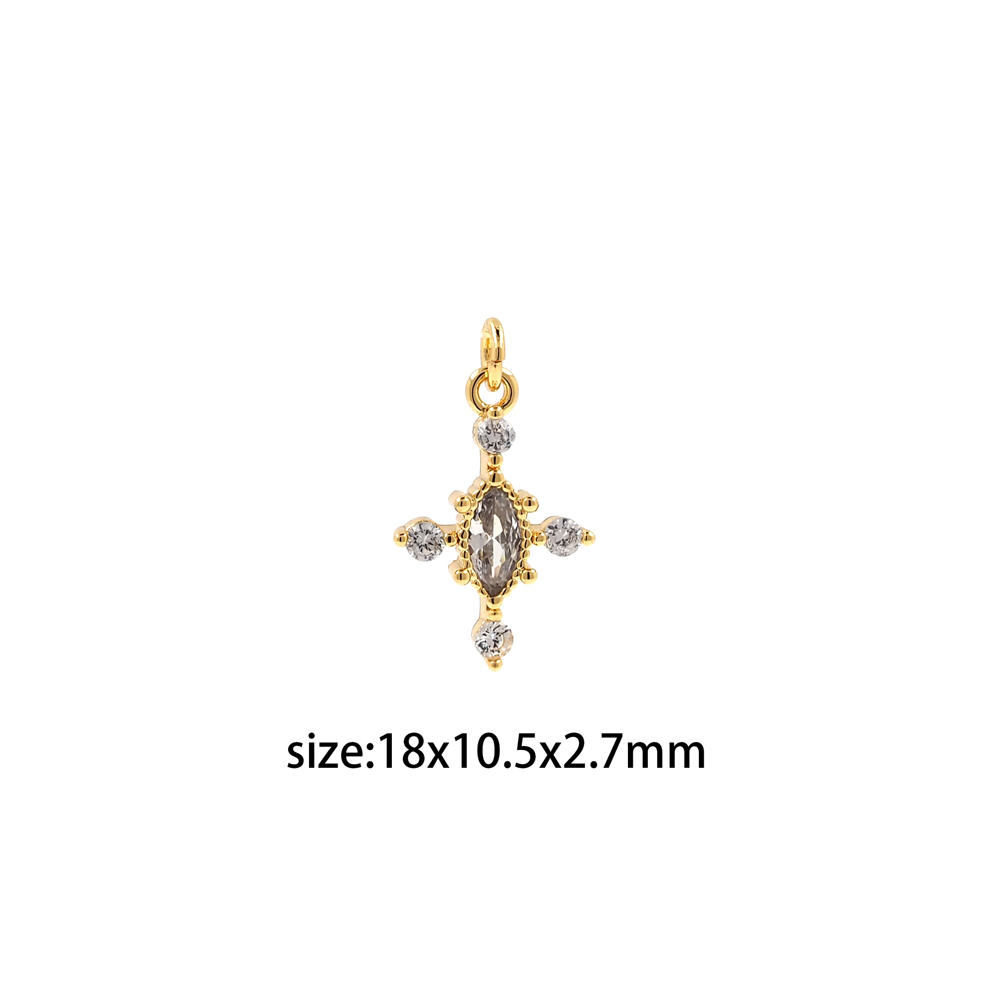 18K Gold Filled Cross Pendant,CZ Micro Pave Tiny Cross Charm Earrings Necklace for DIY Jewelry Making Supply