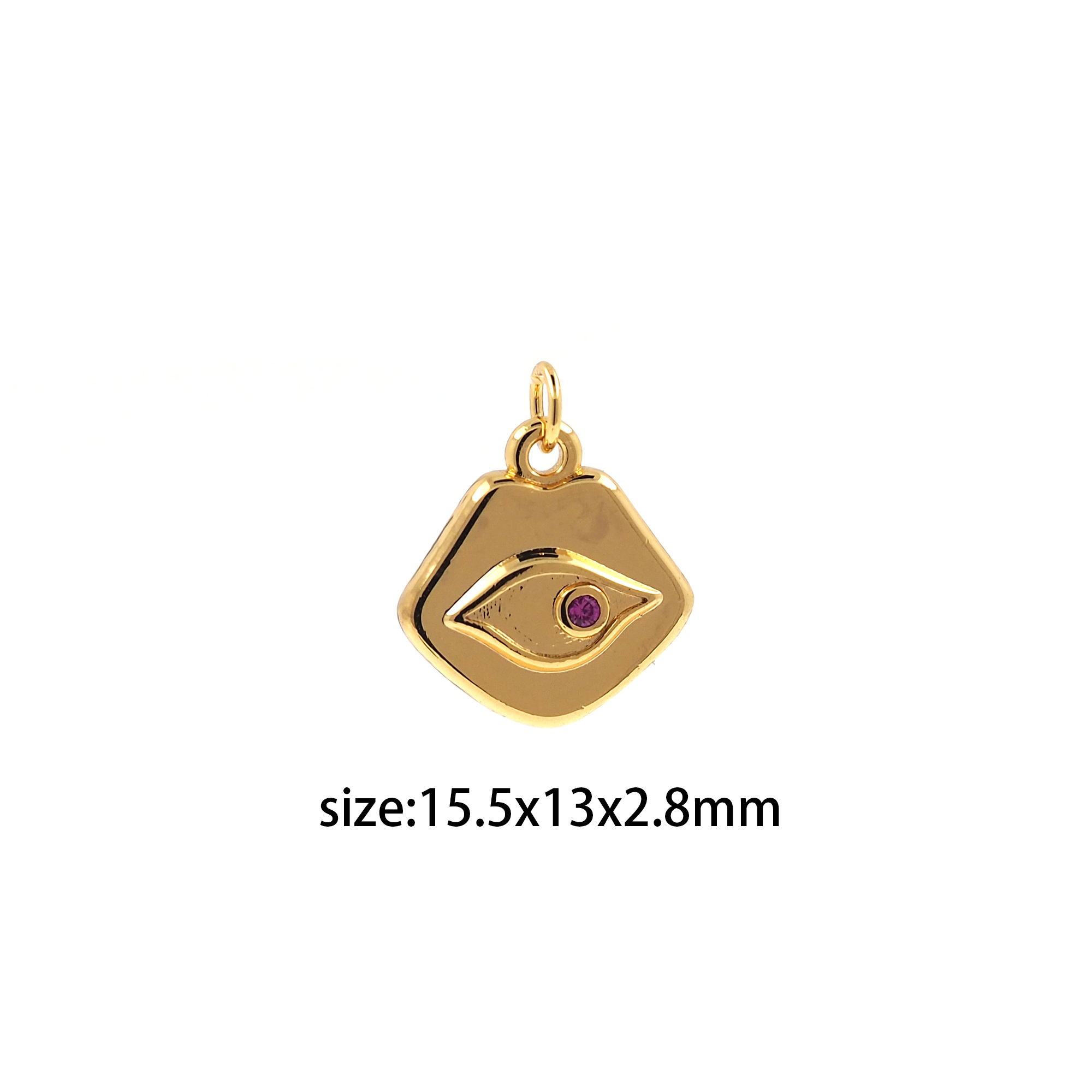 18K Gold Filled Lips Pendant,CZ Micro Pave Lip Charm Earrings Necklace for DIY Jewelry Making Supply