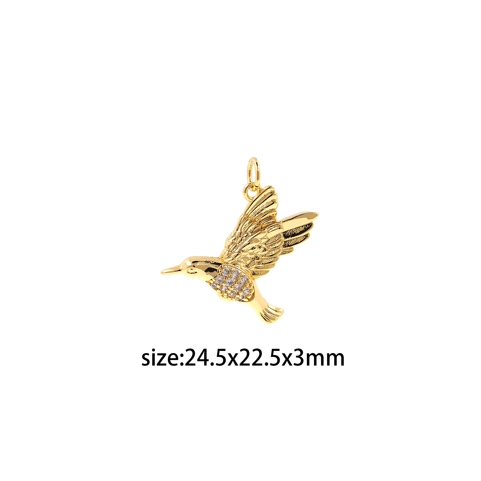 18K Gold Filled Bird Pendant,Tiny Bird Charm Earrings Necklace for DIY Jewelry Making Supply