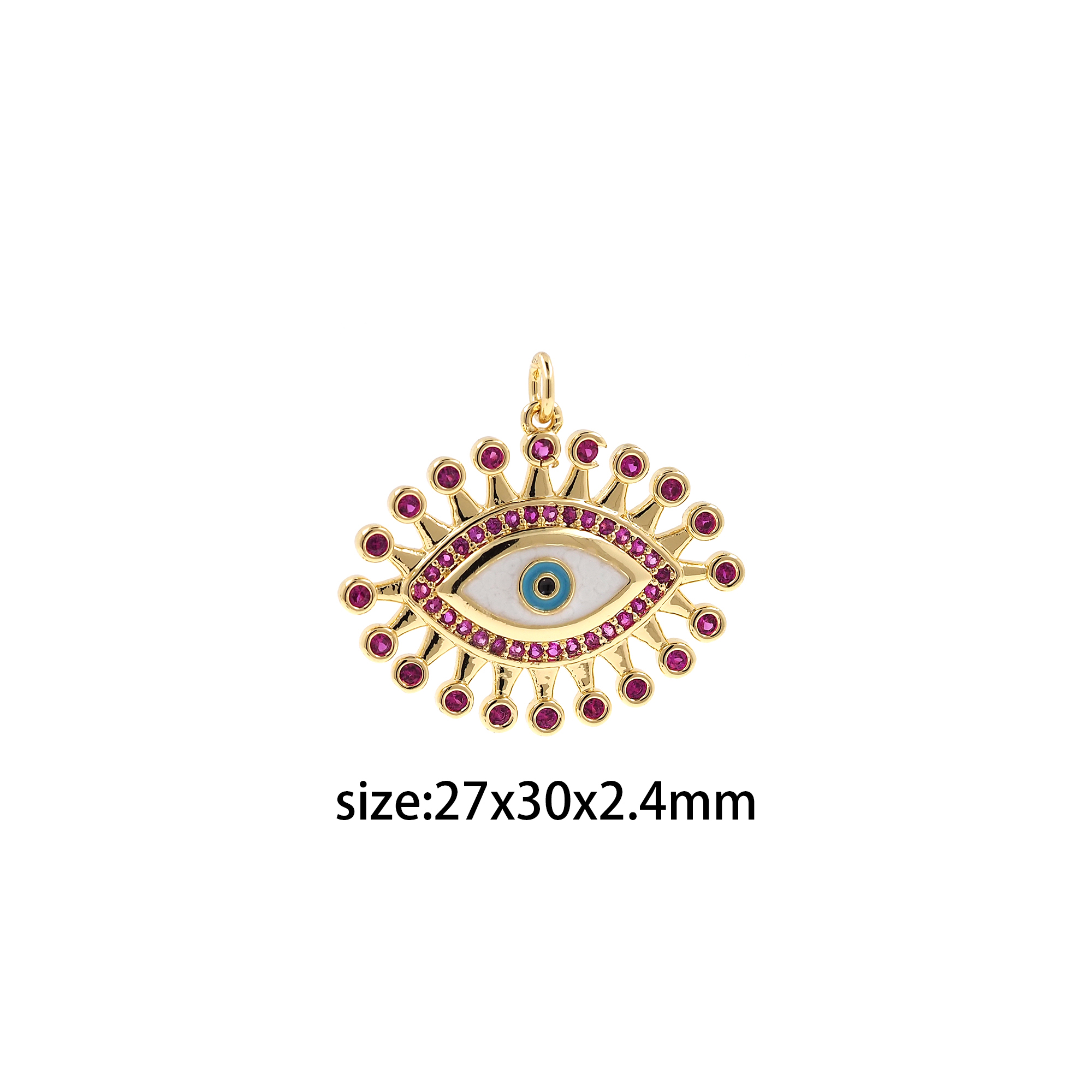 18K Gold Filled Evil Eye Pendant,Tiny Evil Eye Charm Earrings Necklace for DIY Jewelry Making Supply