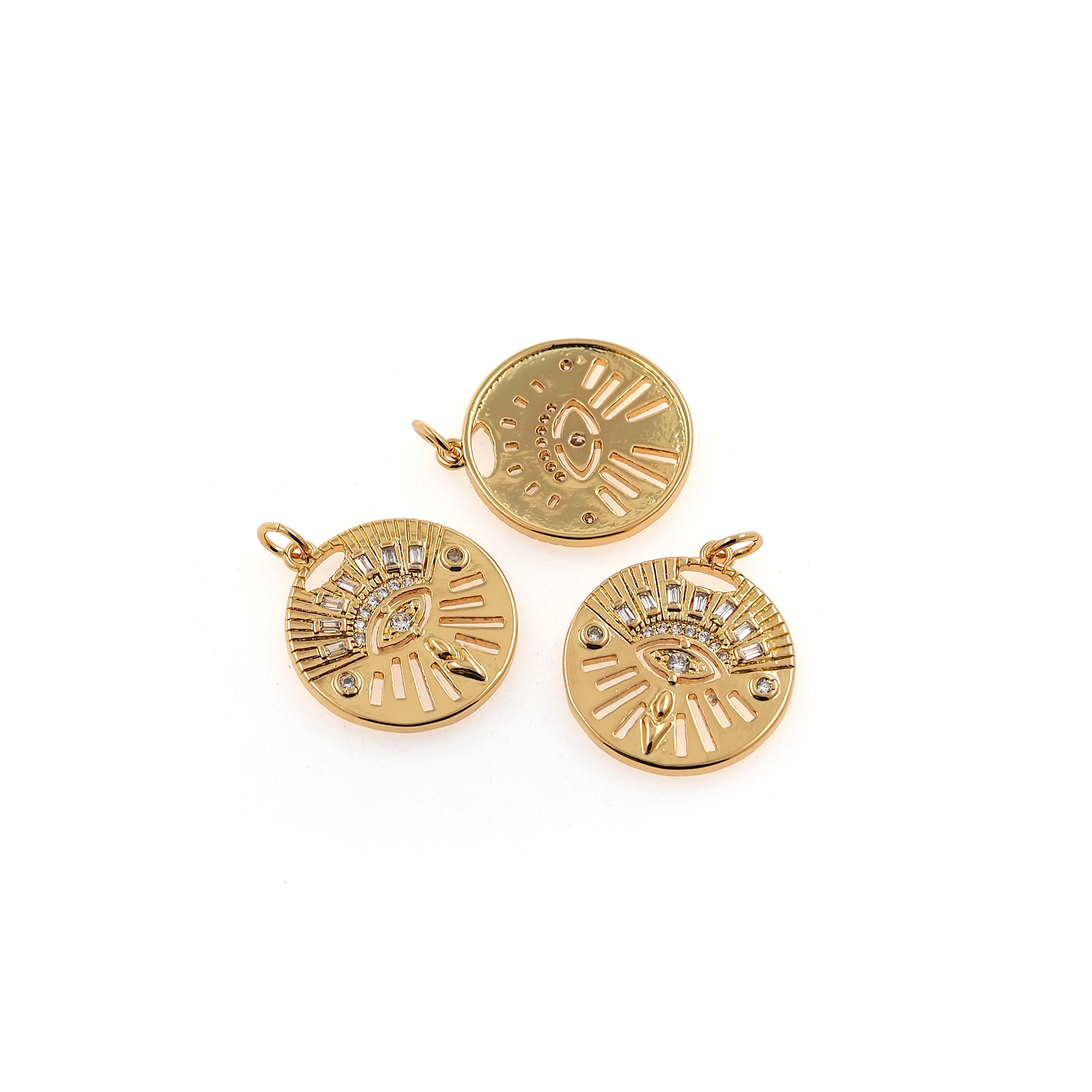 18K Gold Filled Amulet Pendant,CZ Micro Pave Evil Eye Charm Earrings Necklace for DIY Jewelry Making Supply