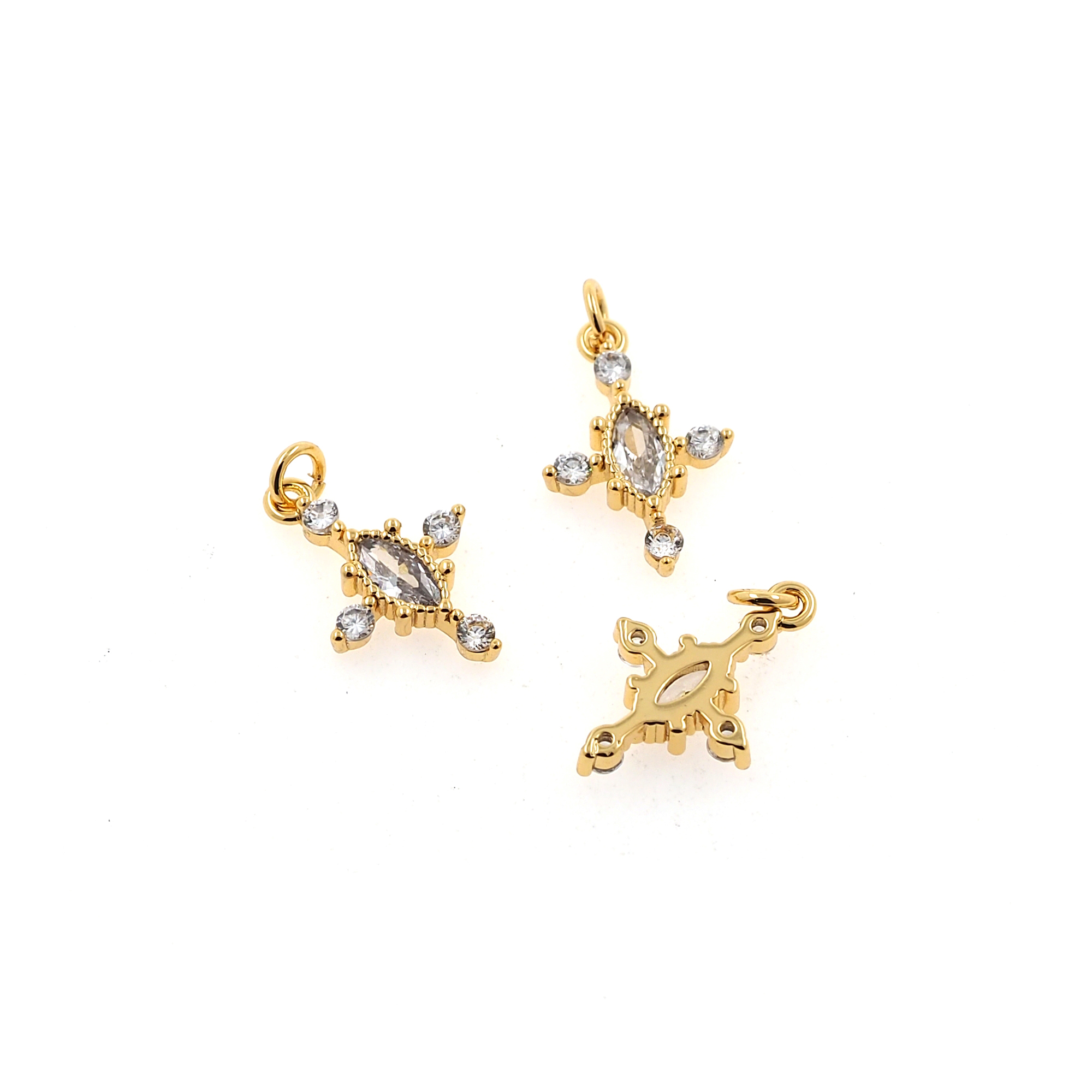 18K Gold Filled Cross Pendant,CZ Micro Pave Tiny Cross Charm Earrings Necklace for DIY Jewelry Making Supply