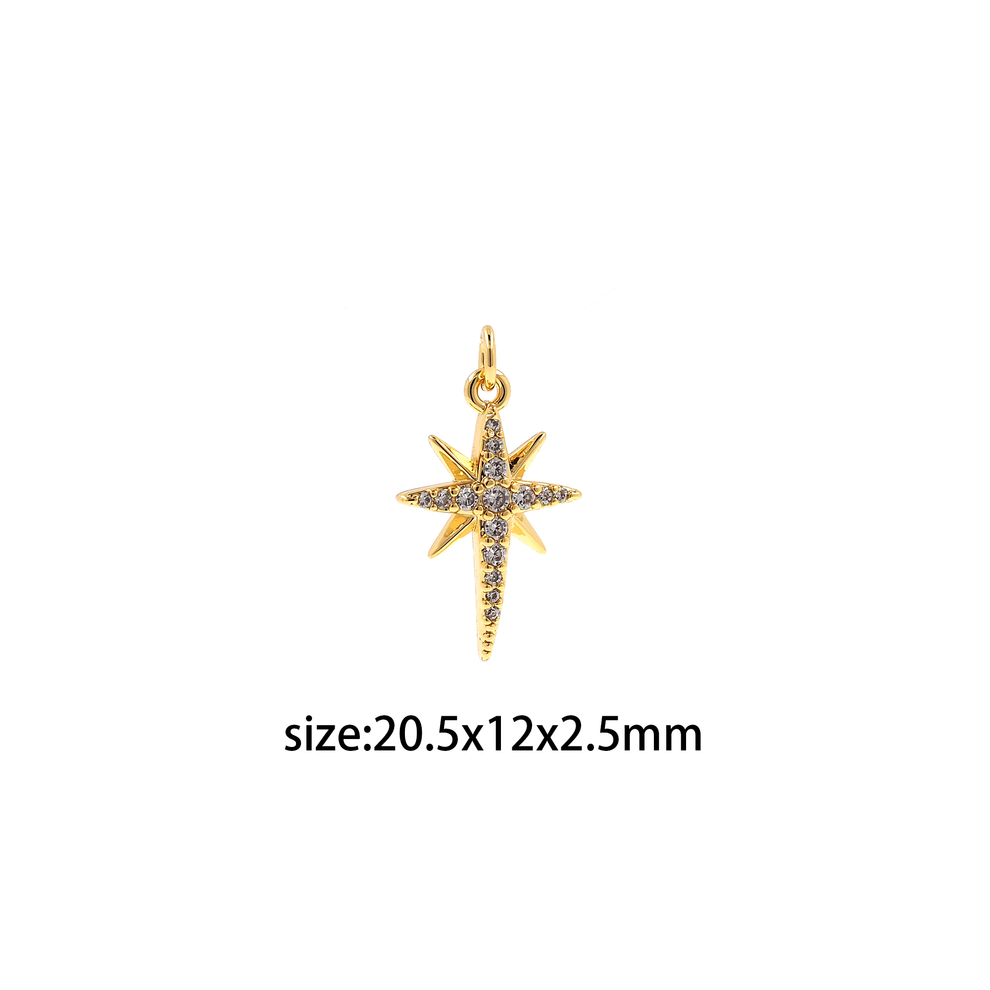 18K Gold Filled North Star Pendant,Celestial Charm,Tiny North Star Earrings Necklace for DIY Jewelry Making Supply