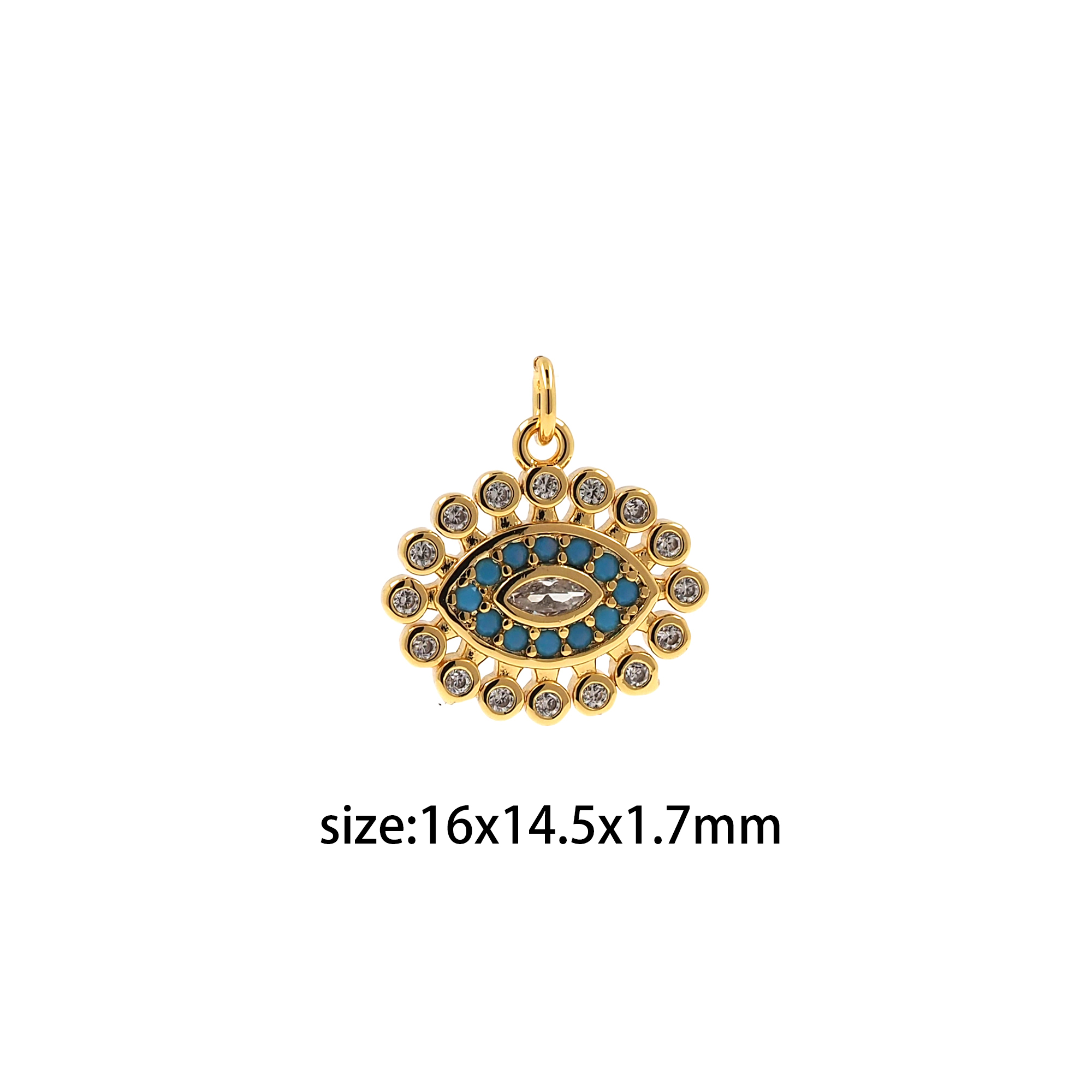 18K Gold Filled Evil Eye Pendant,Tiny Evil Eye Charm Earrings Necklace for DIY Jewelry Making Supply