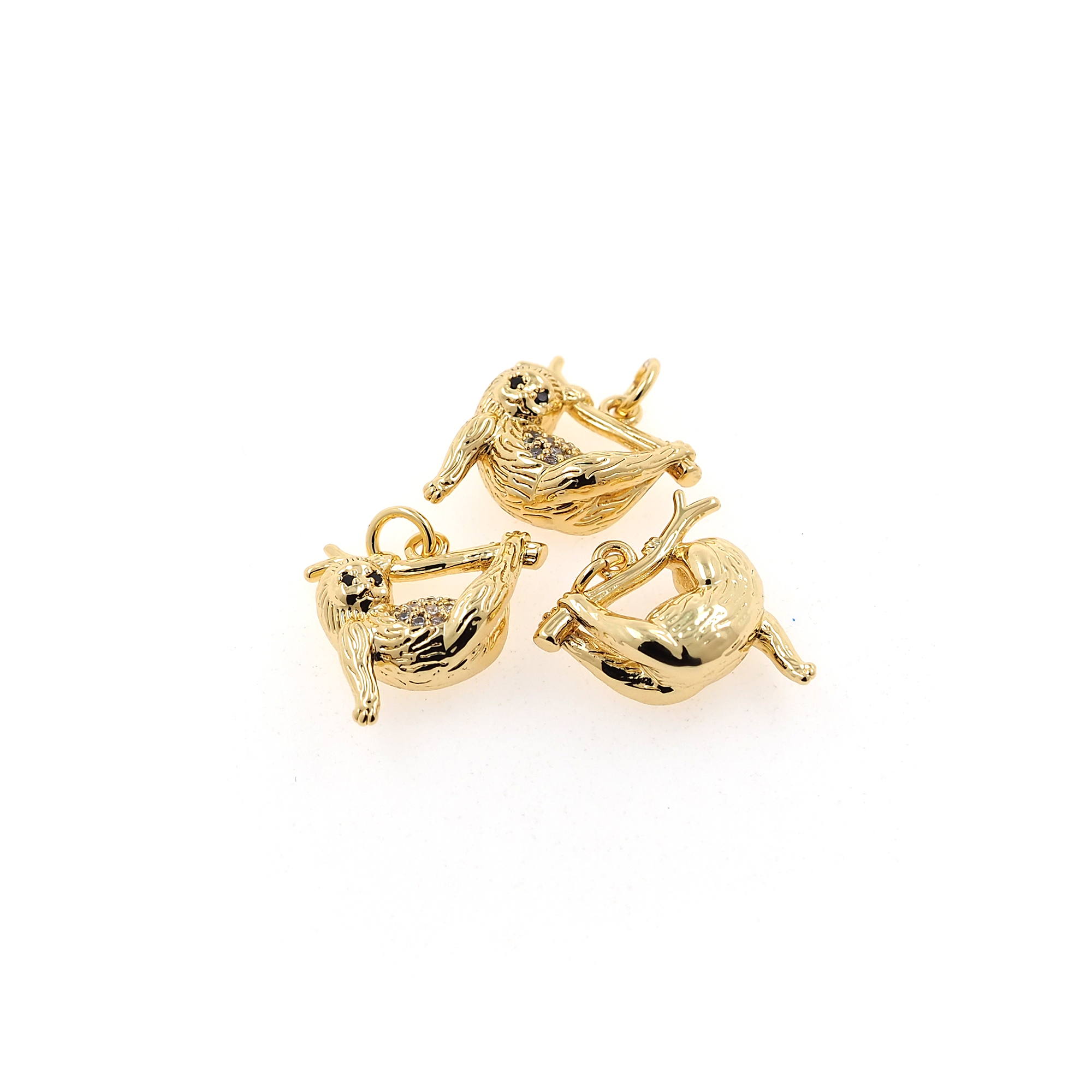 18K Gold Filled Sloth Pendant,Animal Charm,Cute Sloth Charm Earrings Necklace for DIY Jewelry Making Supply