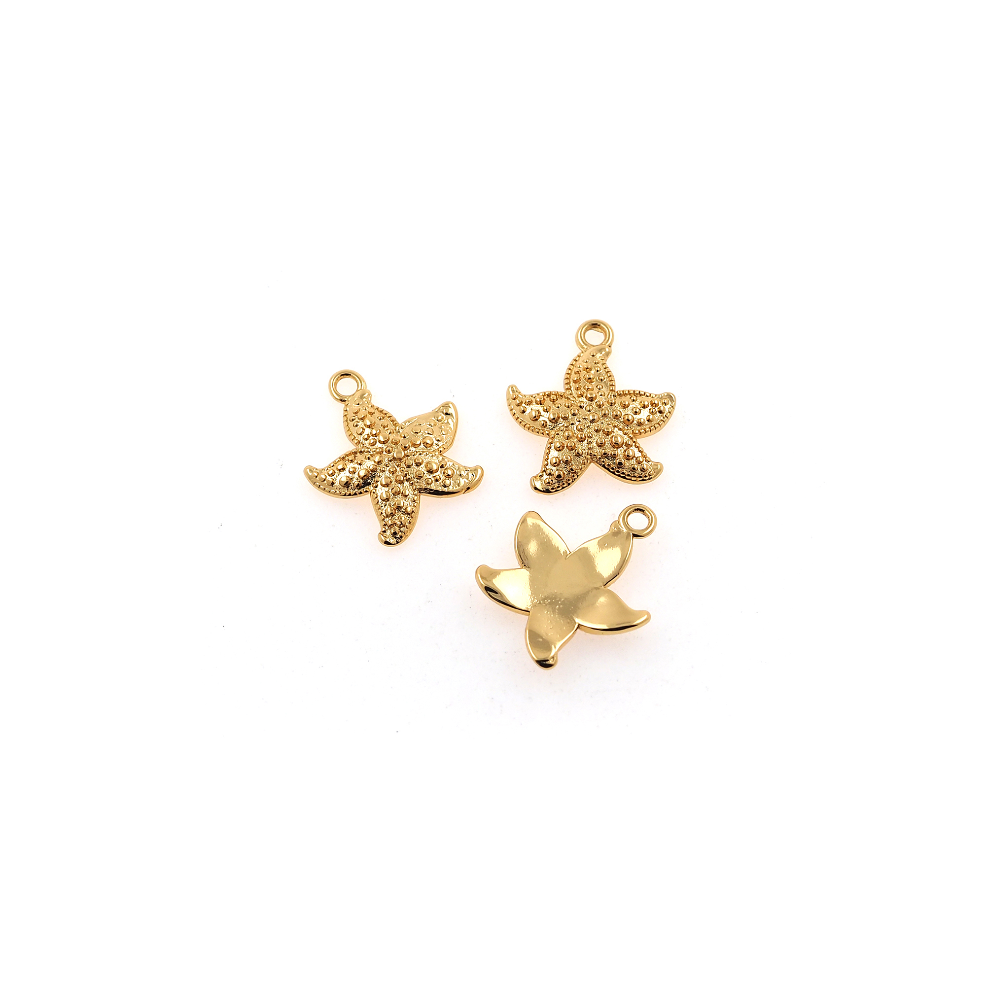 18K Gold Filled Starfish Pendant,Dainty Starfish Charm Earrings Necklace for DIY Jewelry Making Supply