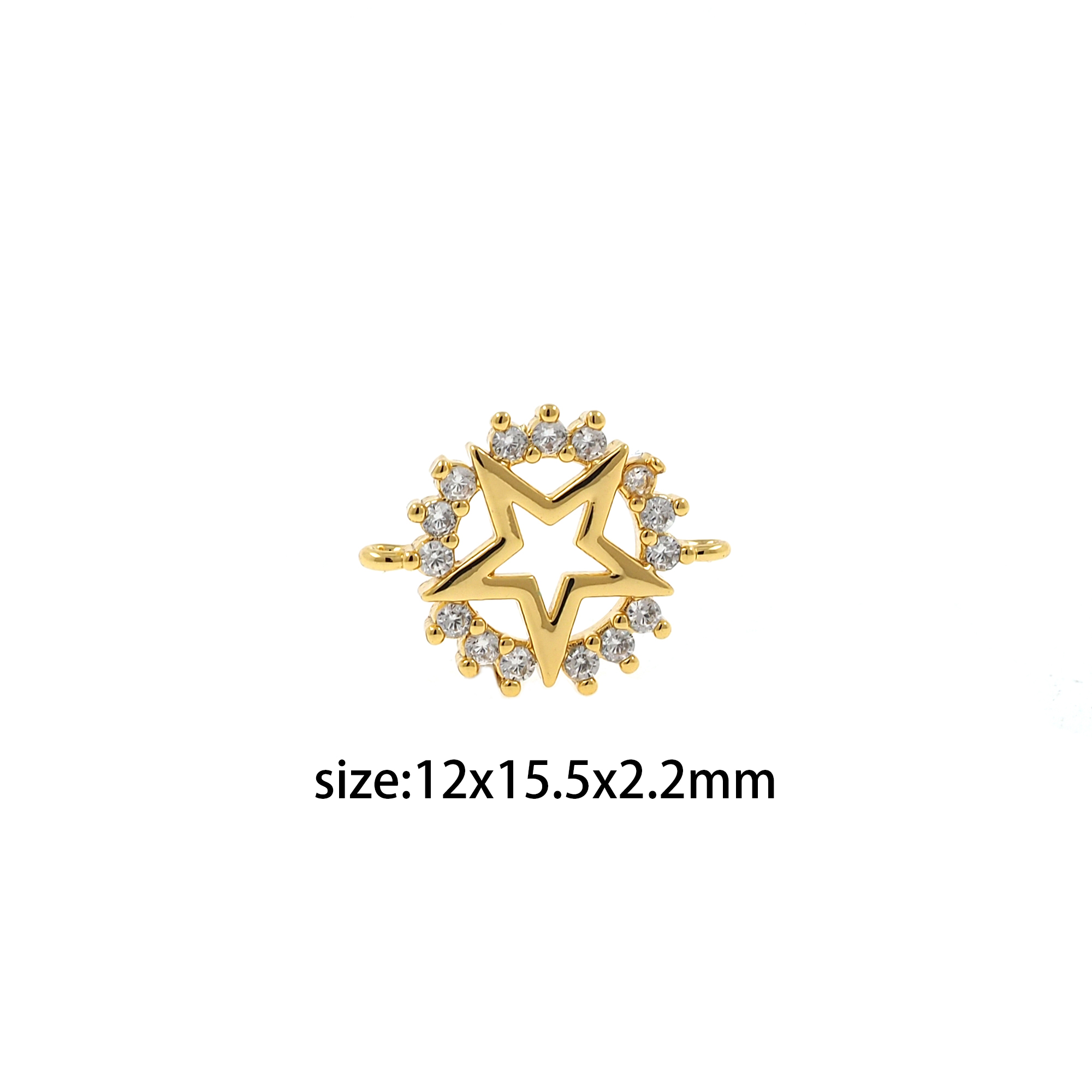 18K Gold Filled Star Connector,Celestial Charm,CZ Micro Pave Star Necklace Bracelet for DIY Jewelry Making Supply