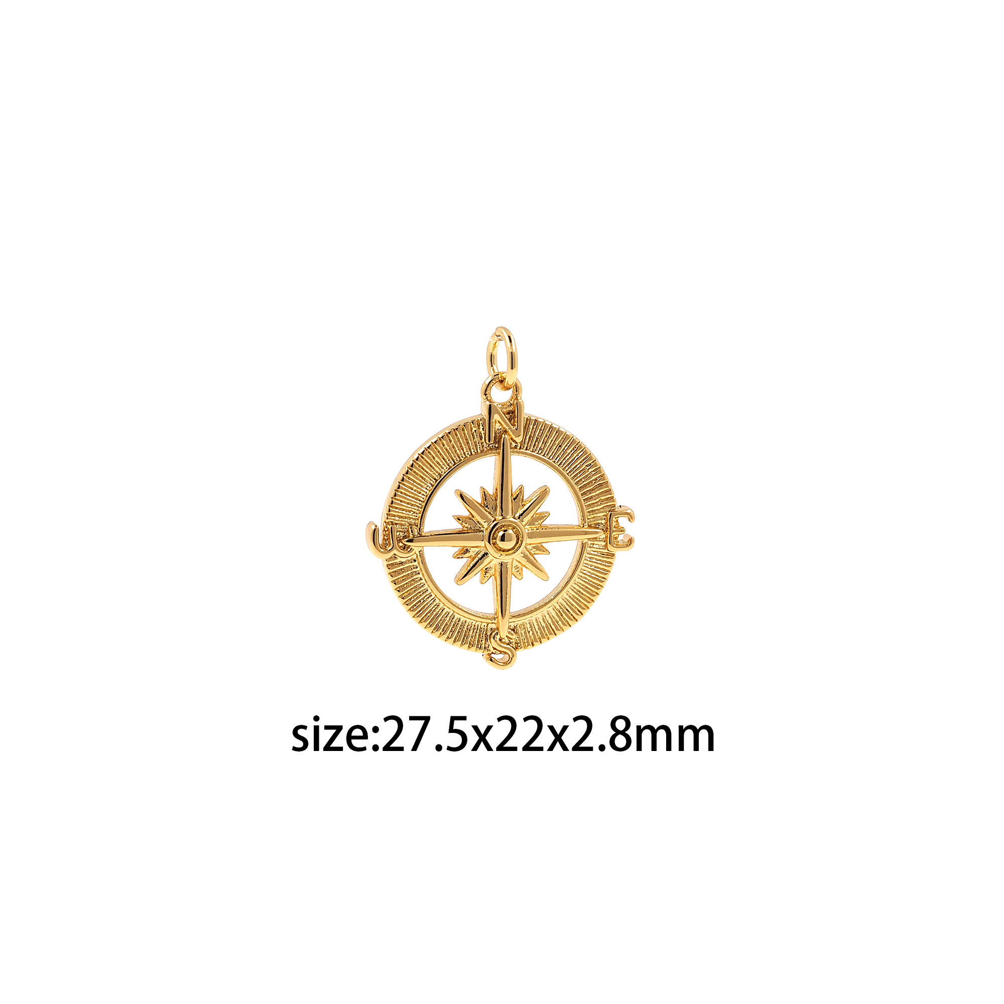 18K Gold Filled Compass Pendant,Dainty Compass Charm Earrings Necklace for DIY Jewelry Making Supply