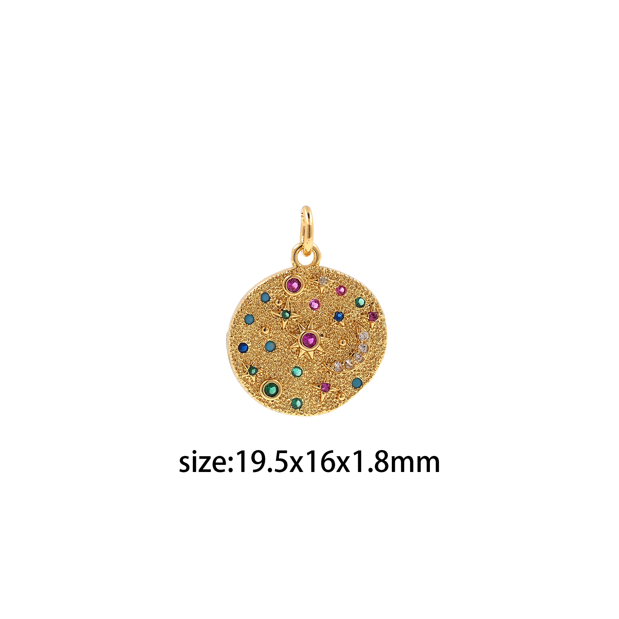 18K Gold Filled Celestial Pendant,CZ Micor Pave Star Moon Charm Earrings Necklace for DIY Jewelry Making Supply