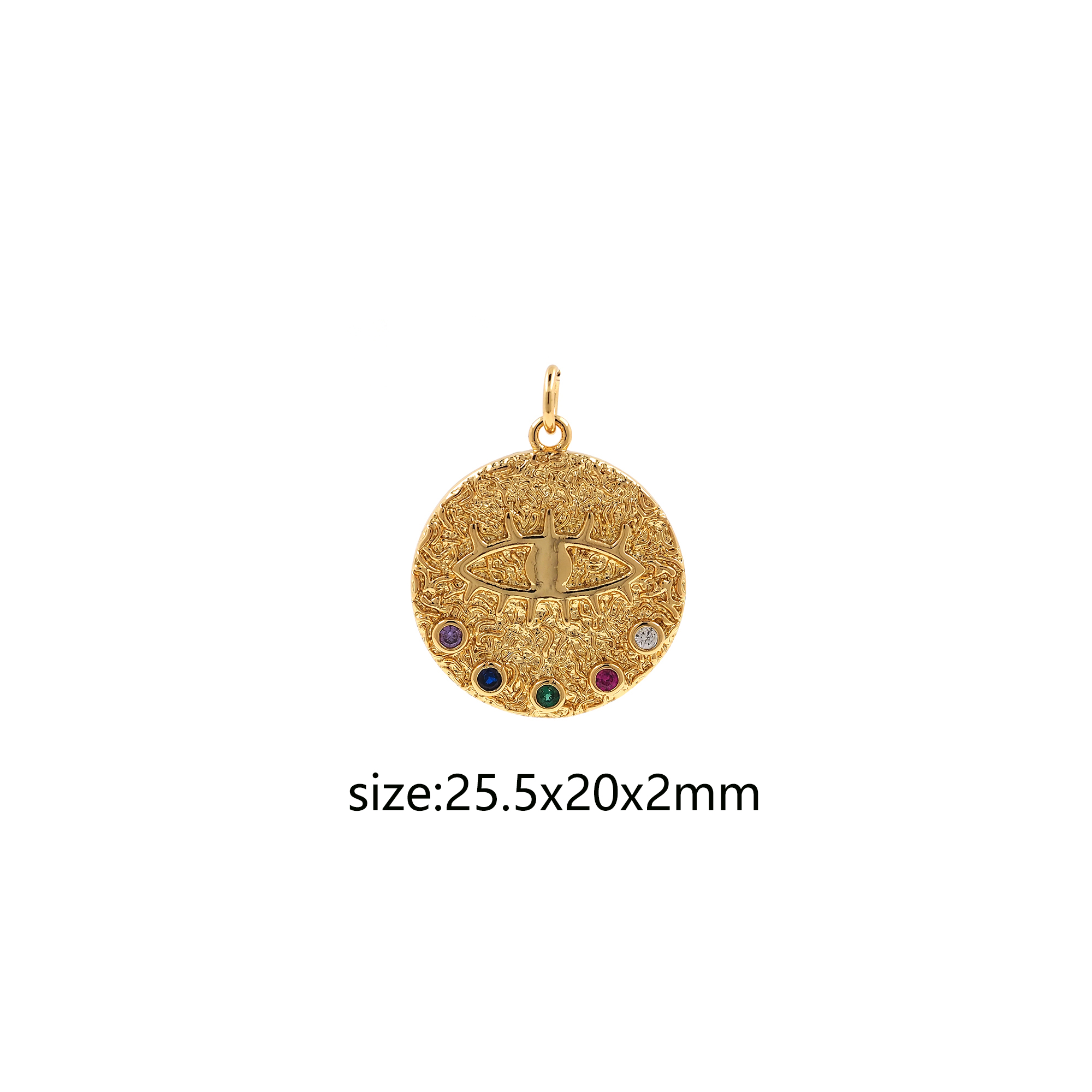 18K Gold Filled Evil Eye Pendant,Amulet Charm,CZ Micro Pave Round Eye Earrings Necklace for DIY Jewelry Making Supply