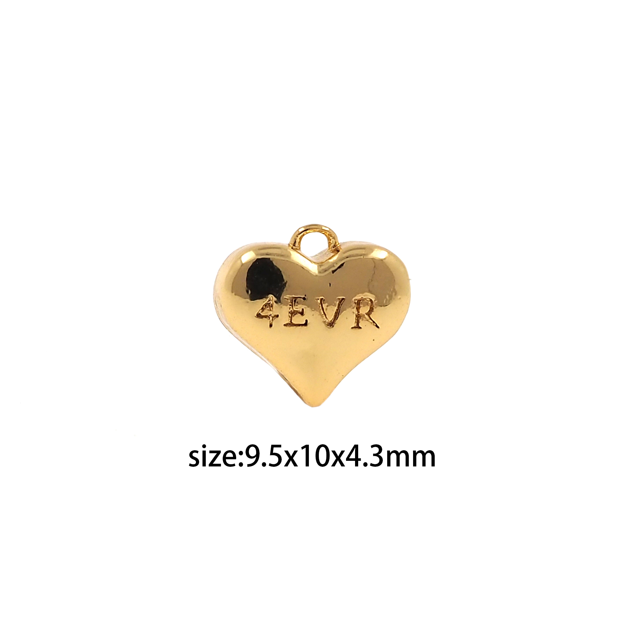 18K Gold Filled Heart Pendant,Puffed Heart Charm Earrings Necklace for DIY Jewelry Making Supply