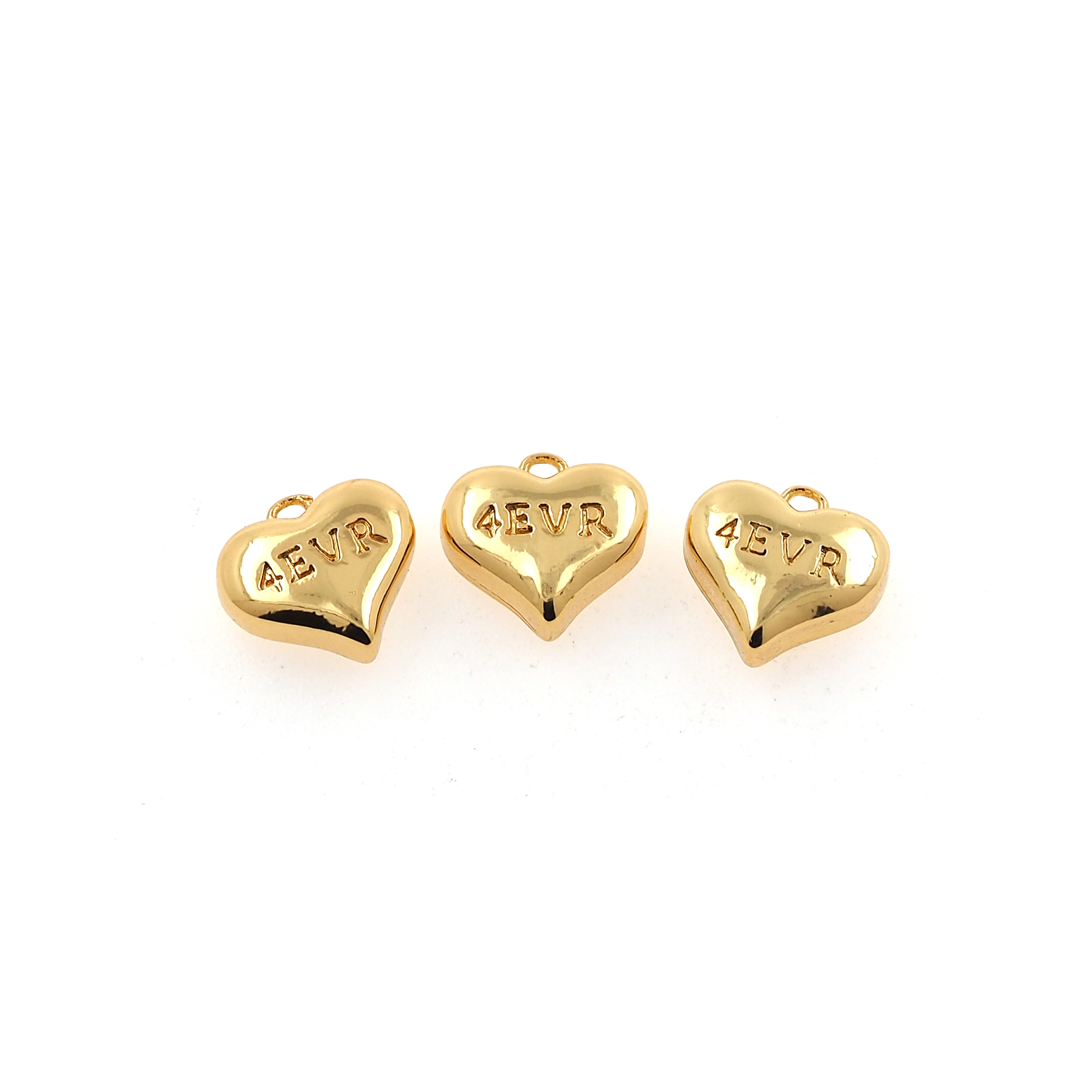 18K Gold Filled Heart Pendant,Puffed Heart Charm Earrings Necklace for DIY Jewelry Making Supply