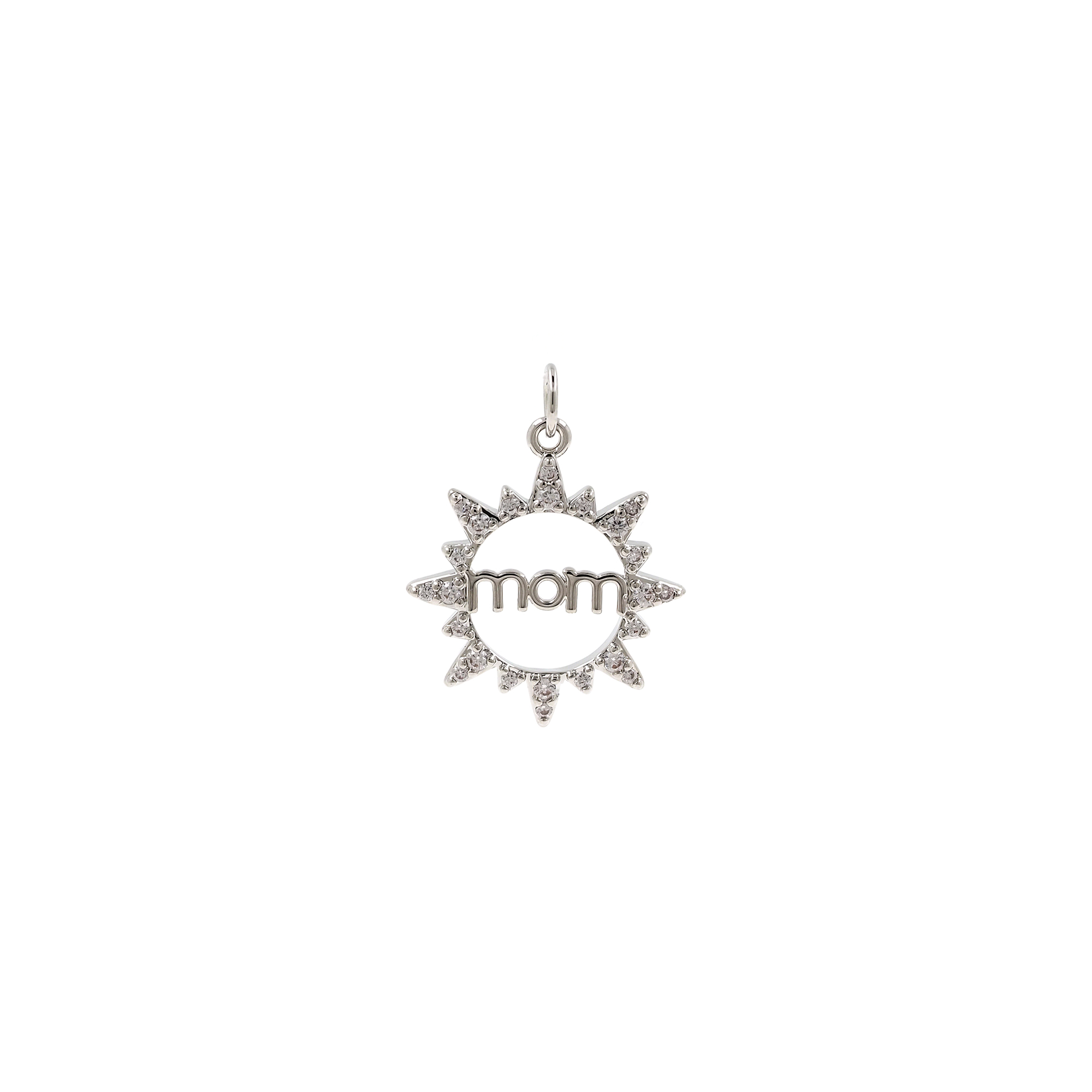 18K Gold Filled Mom Pendant,CZ Micro Pave Sun Mom Charm Earrings Necklace for DIY Jewelry Making Supply