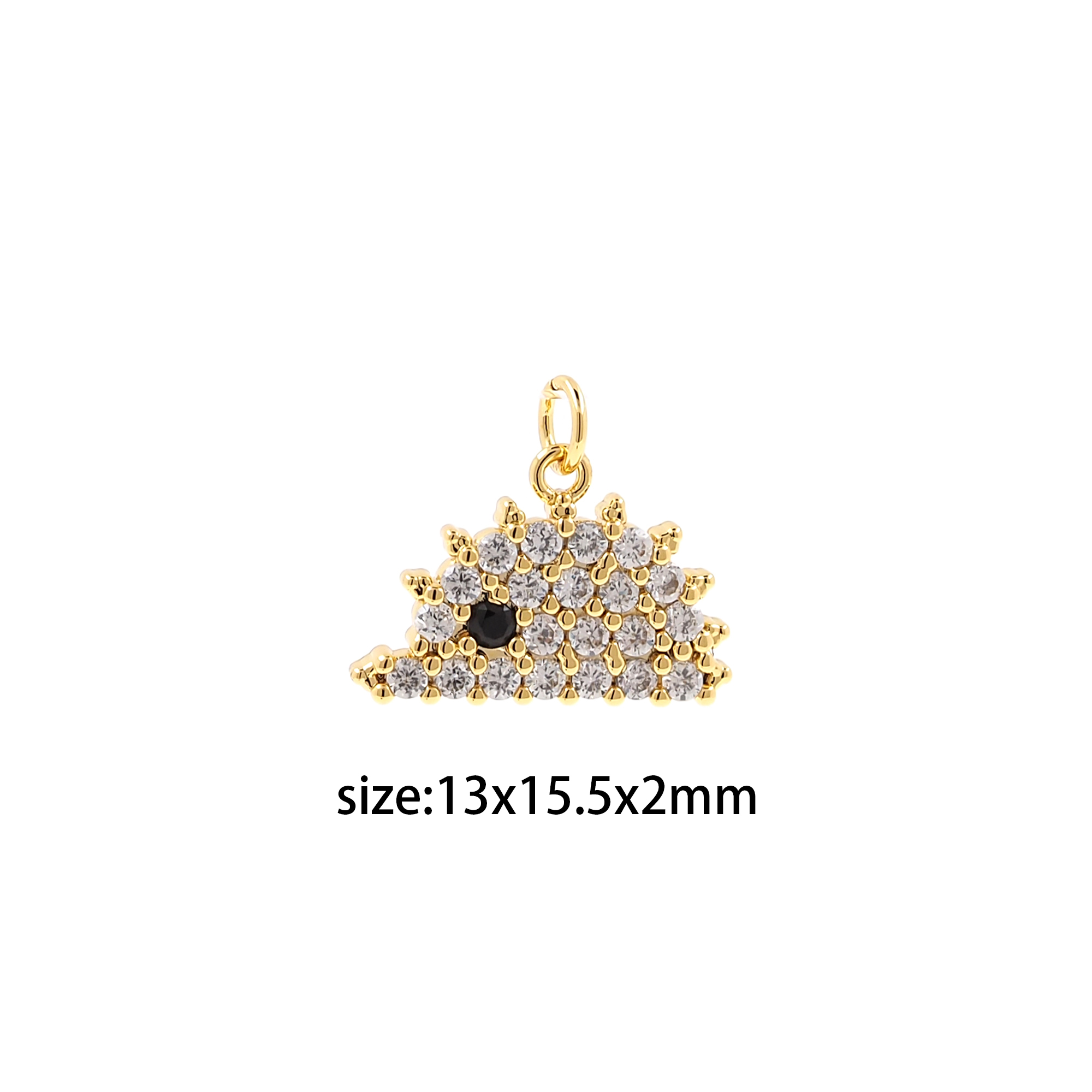 18K Gold Filled Hedgehog Pendant,Animal Charm,CZ Micro Pave Hedgehog Earrings Necklace for DIY Jewelry Making Supply