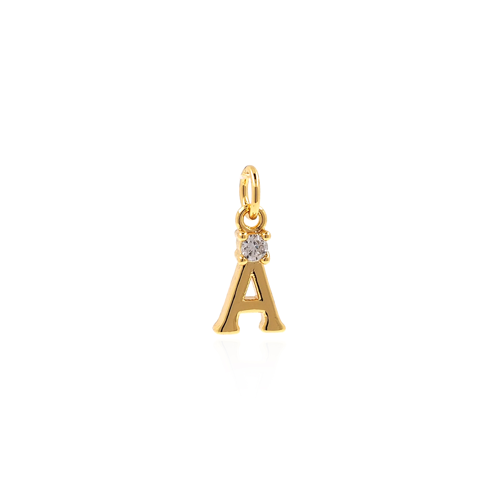 18K Gold Filled Initial Pendant,CZ Micro Pave Letter Charm Earrings Necklace for DIY Jewelry Making Supply