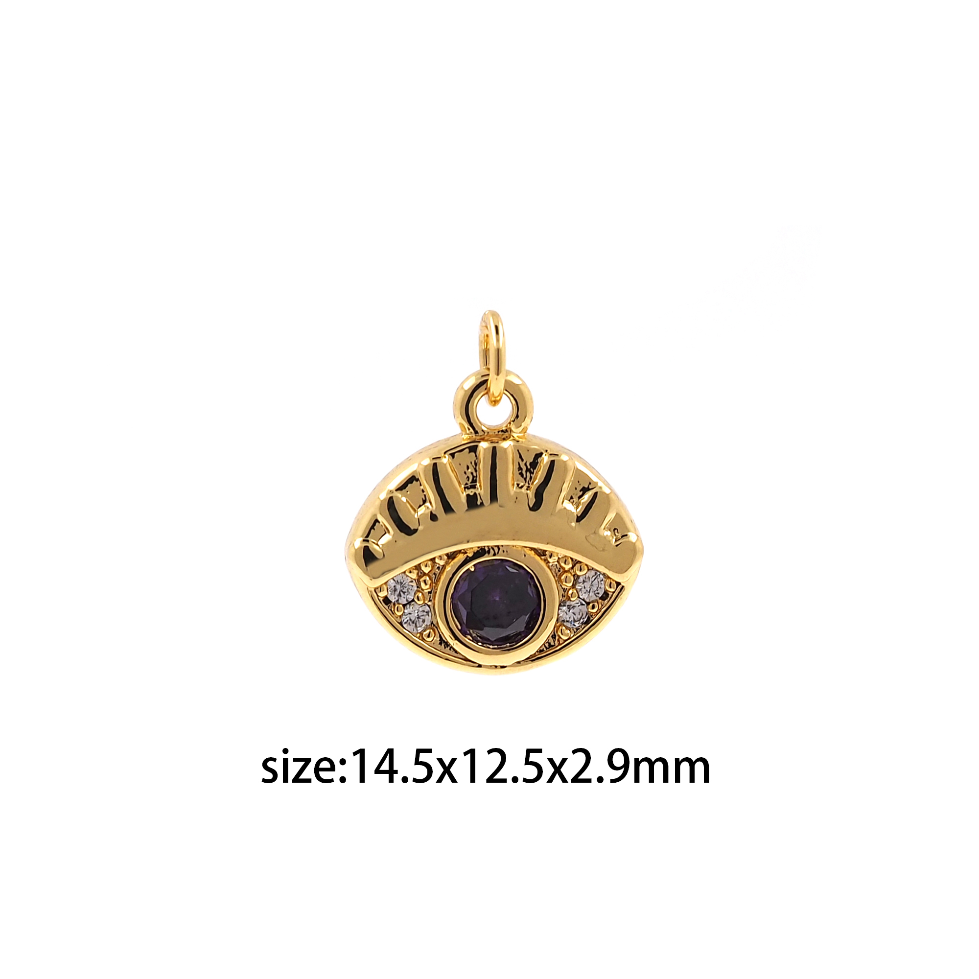 18K Gold Filled Evil Eye Pendant,CZ Micro Pave Tiny Evil Eye Charm Earrings Necklace for DIY Jewelry Making Supply