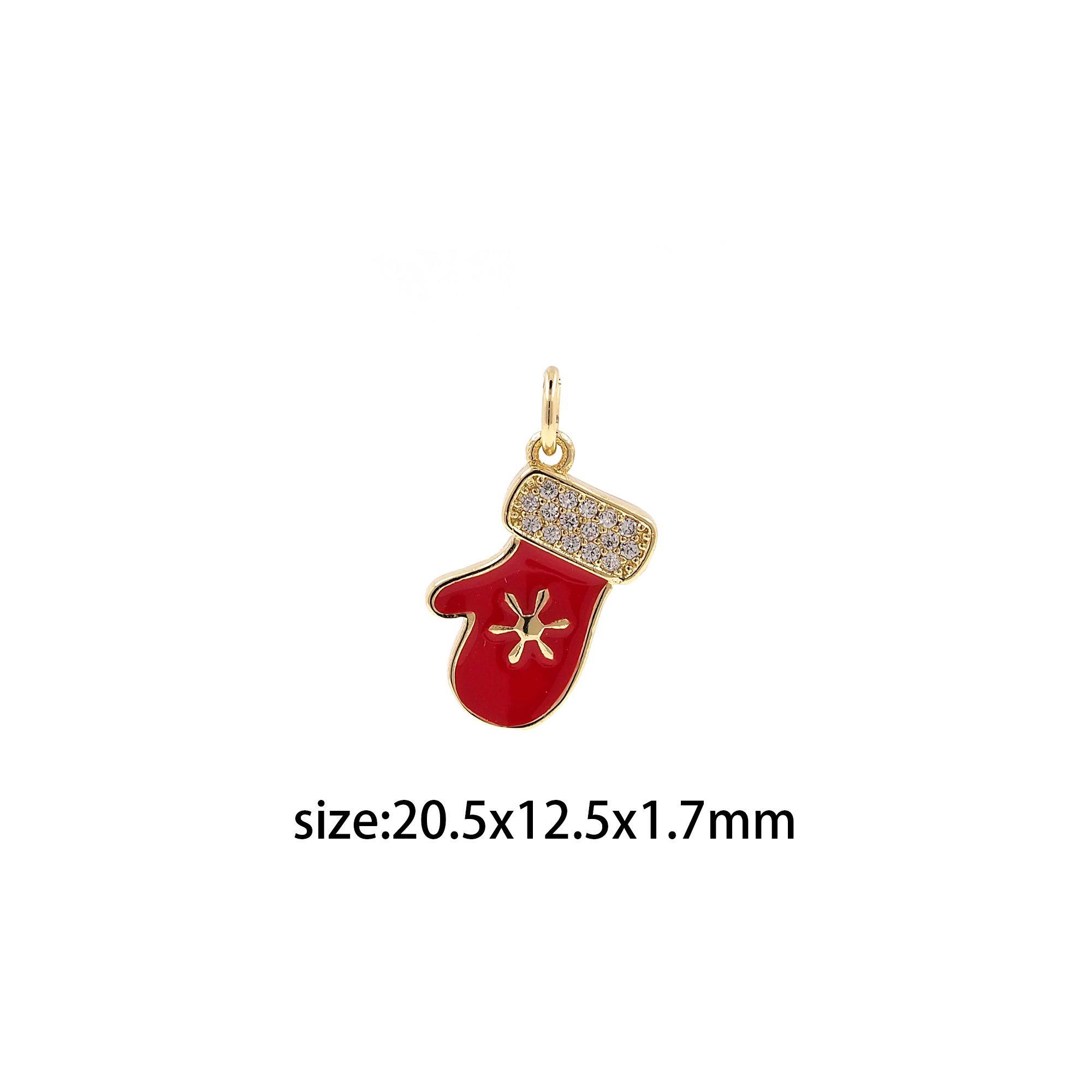 18K Gold Filled Christmas Glove Pendant,CZ Micro Pave Christmas Charm Earrings Necklace for DIY Jewelry Making Supply